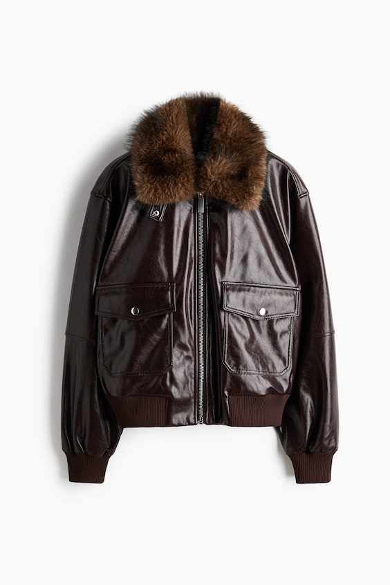 Женские куртки H&M Coated Jacket with Detachable Collar