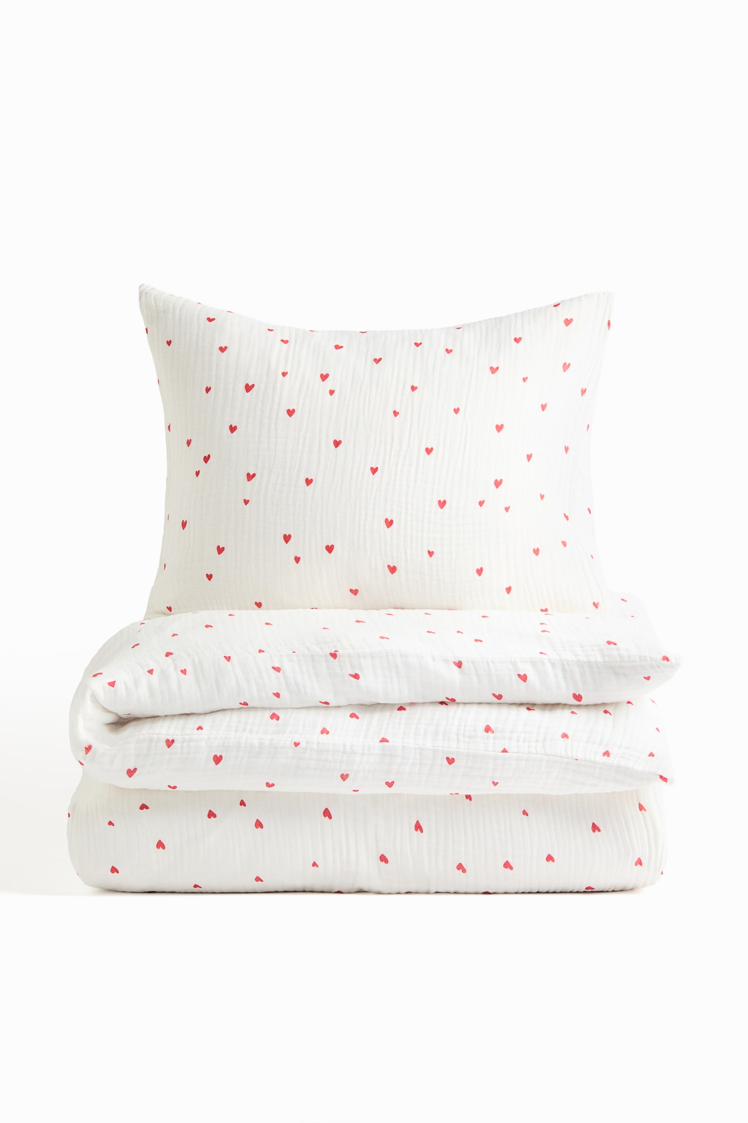 Комплект постільної білизни з мусліну - Білий/сердечка - 1