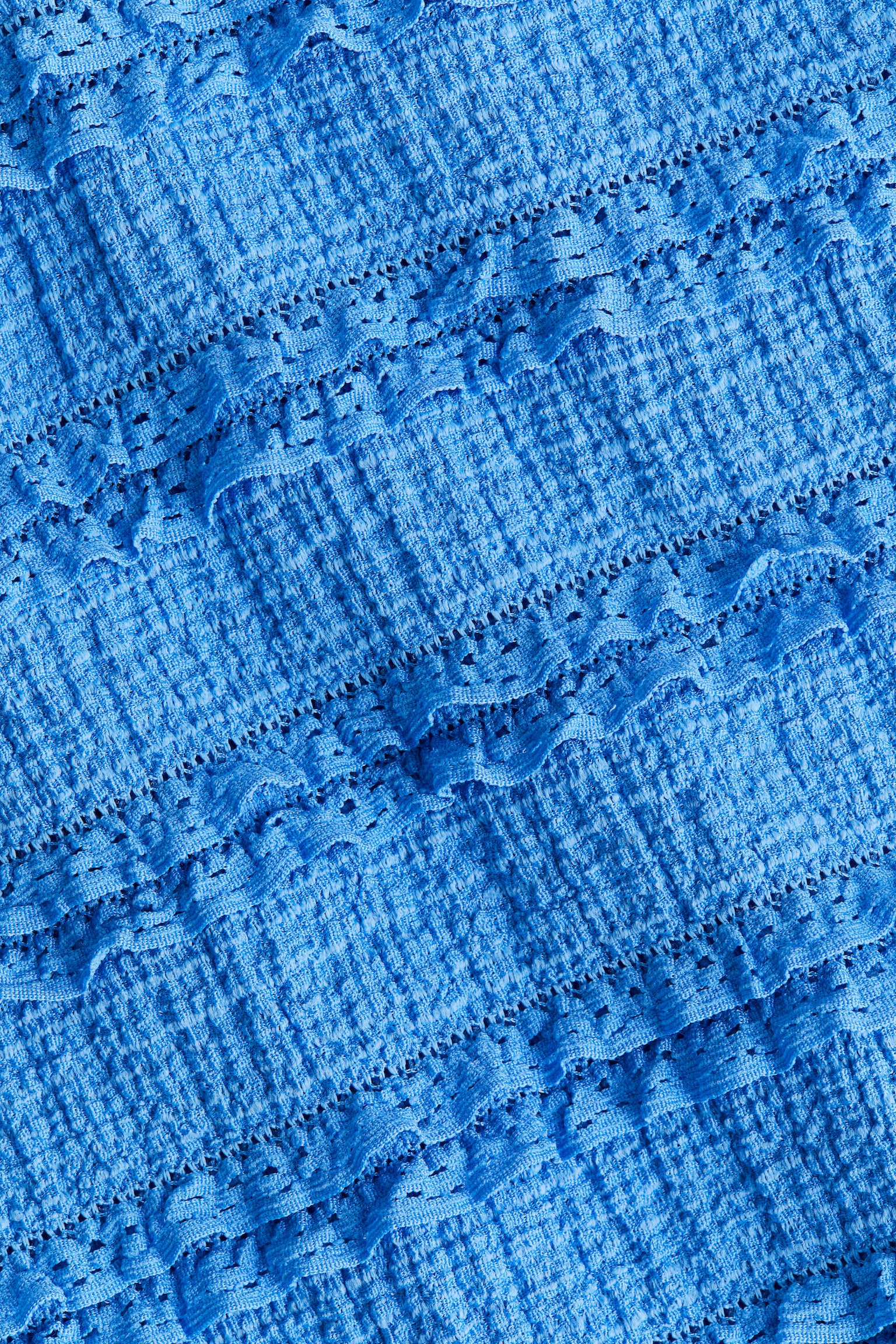 Áo cài khuy trước viền diềm nhún - Màu xanh dương - 4