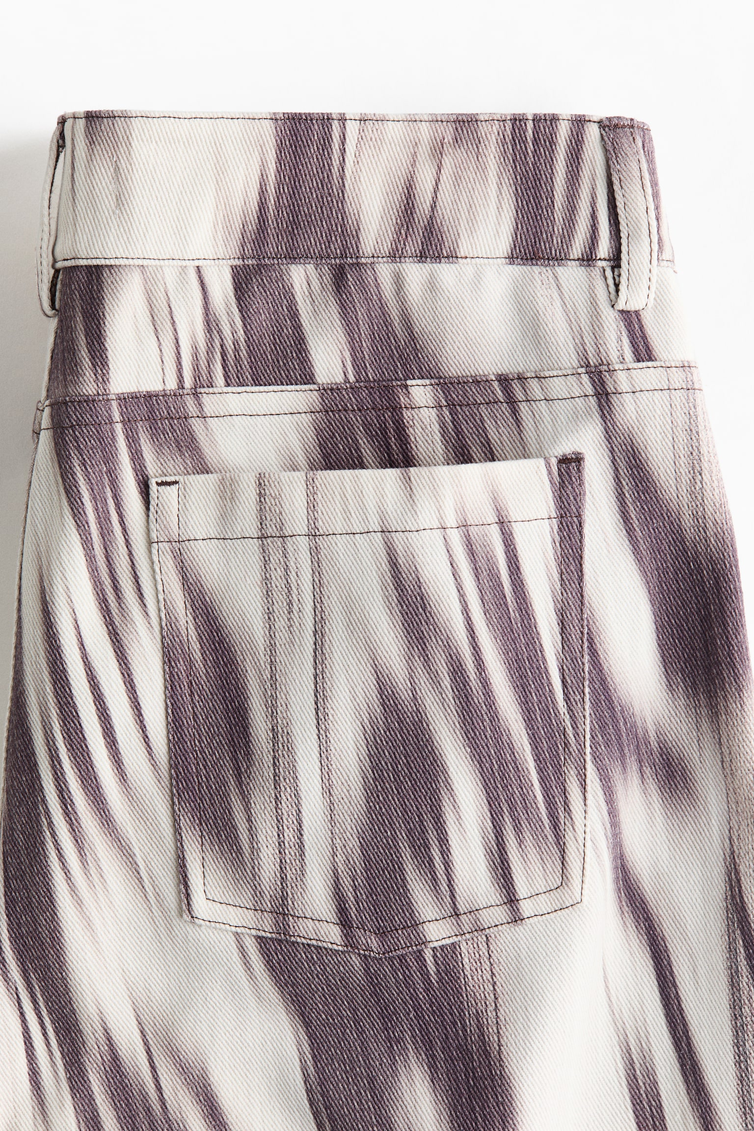 프린트 코튼 팬츠 - 화이트/다크 퍼플 패턴 - 8