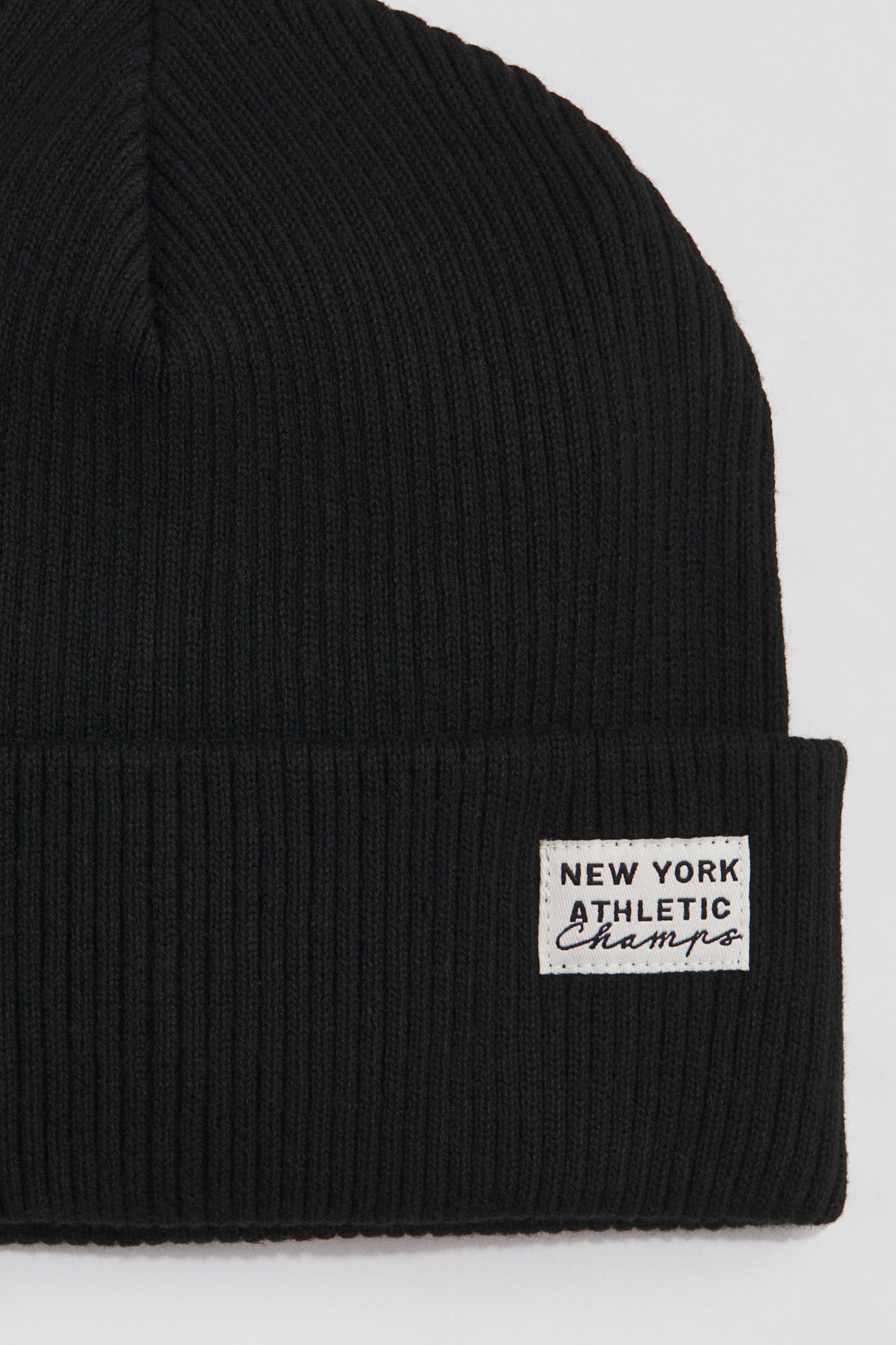 Детская шапка H&M Rib-Knit Cotton Beanie, цвет: Чёрный — фото 2
