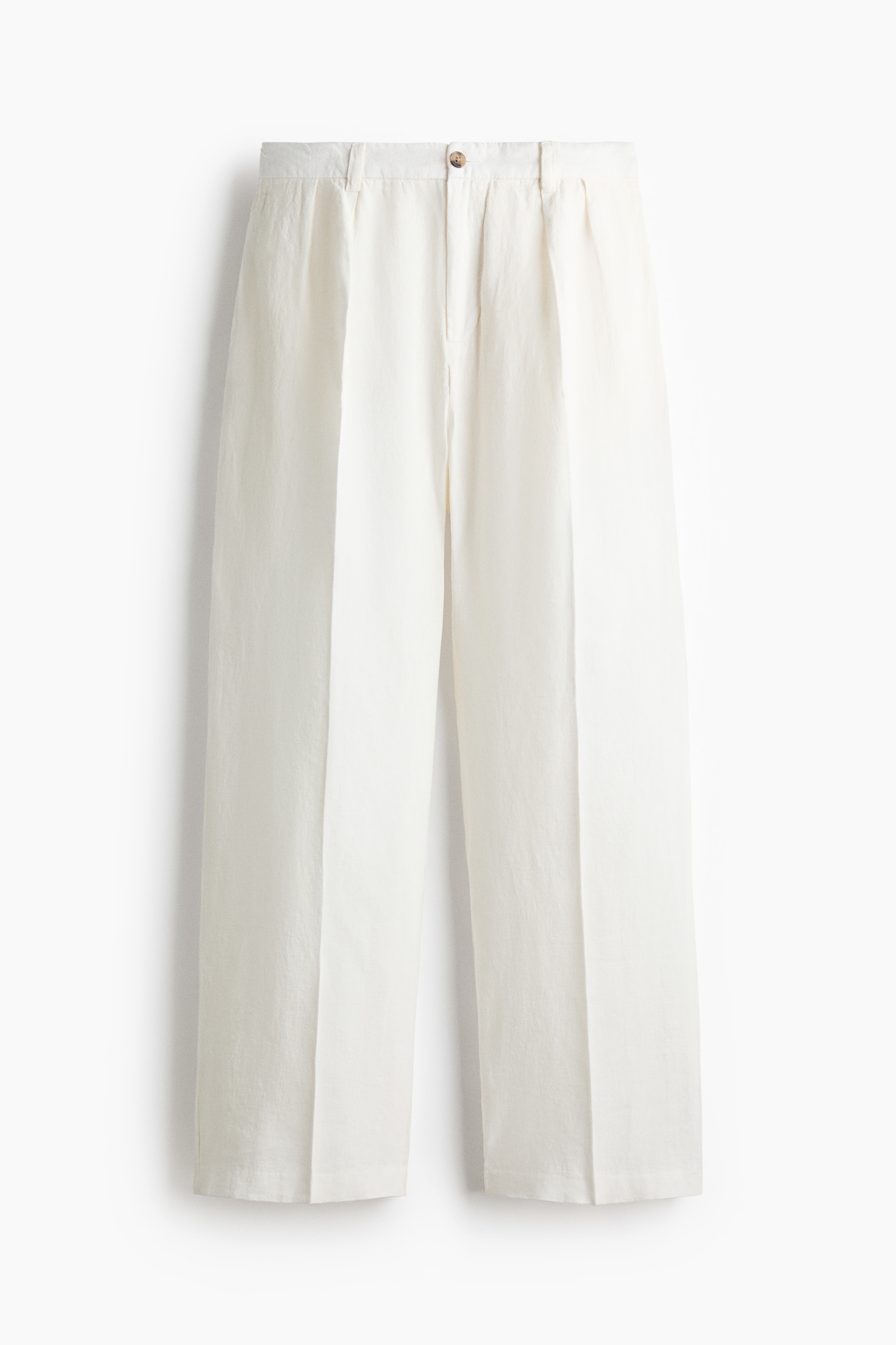 Loose Fit Wide linen trousers - Ivory/Black