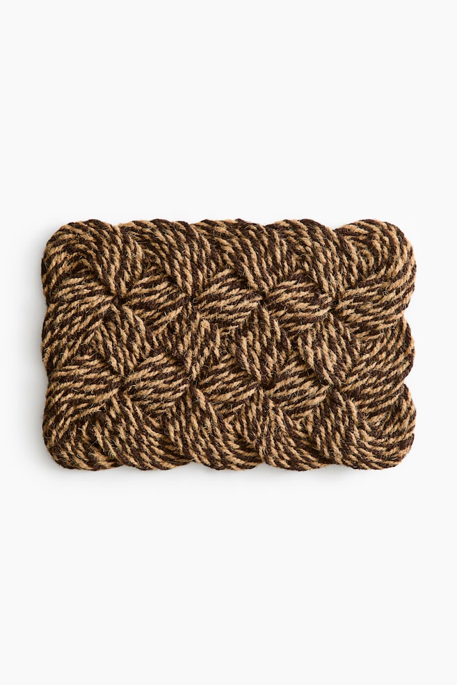 Two-Tone Coconut Fiber Doormat - Beige/dark brown - 1