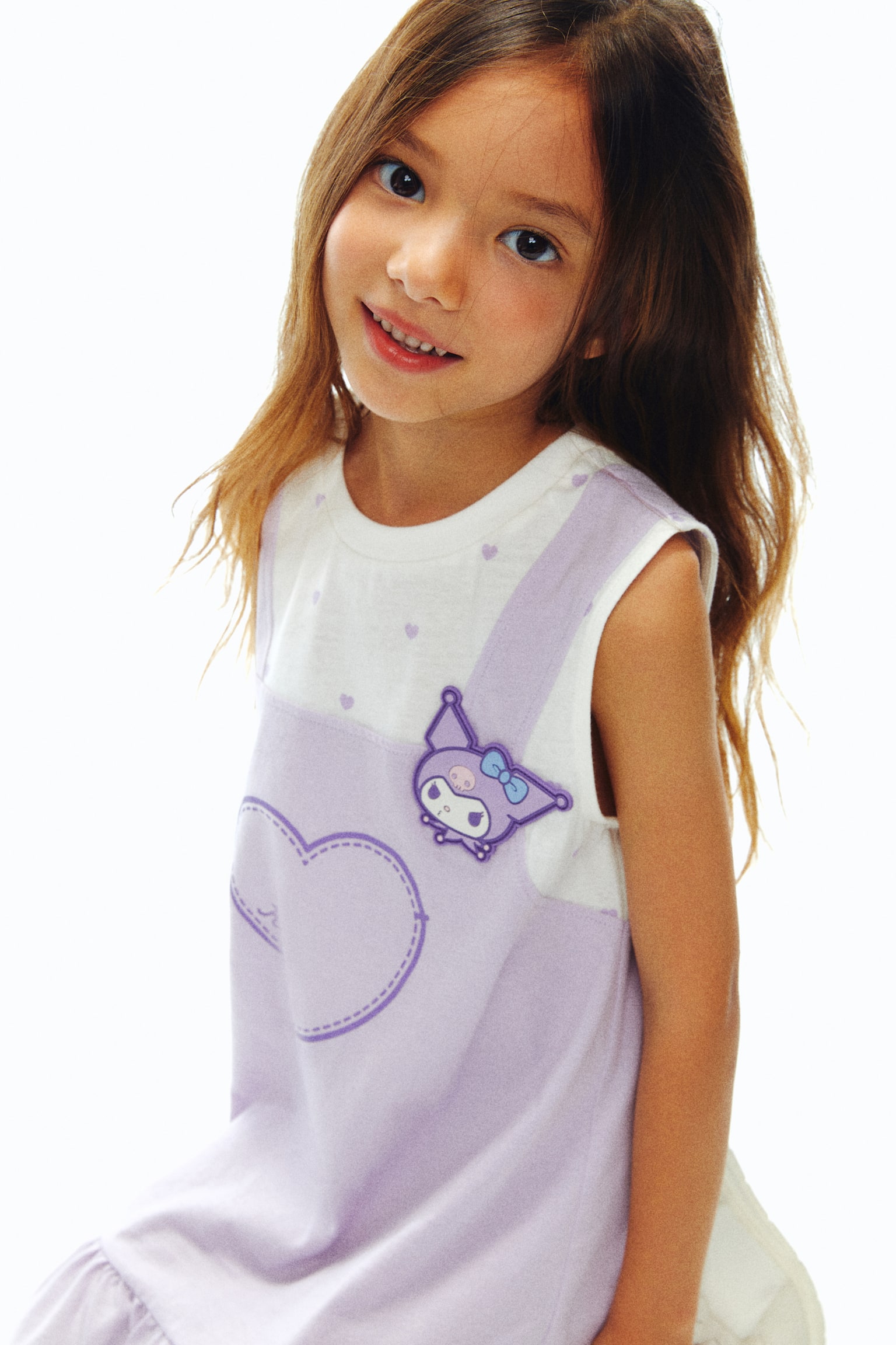 Motif-detail cotton jersey dress - Light purple/Kuromi/Light blue/Cinnamoroll - 6