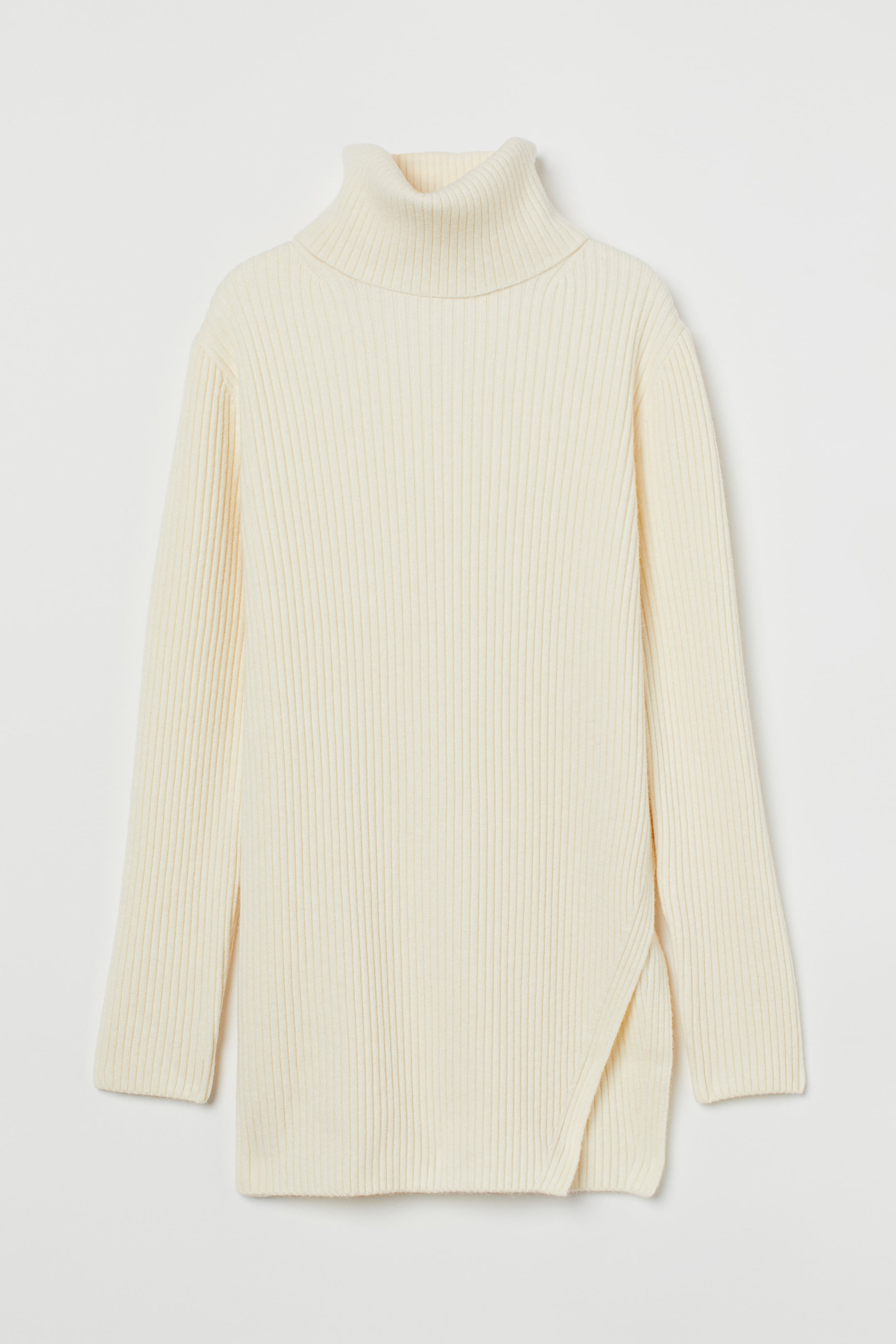 Visa större bild: Ribbed polo-neck jumper - Crèmevit - DAM | H&M SE 1