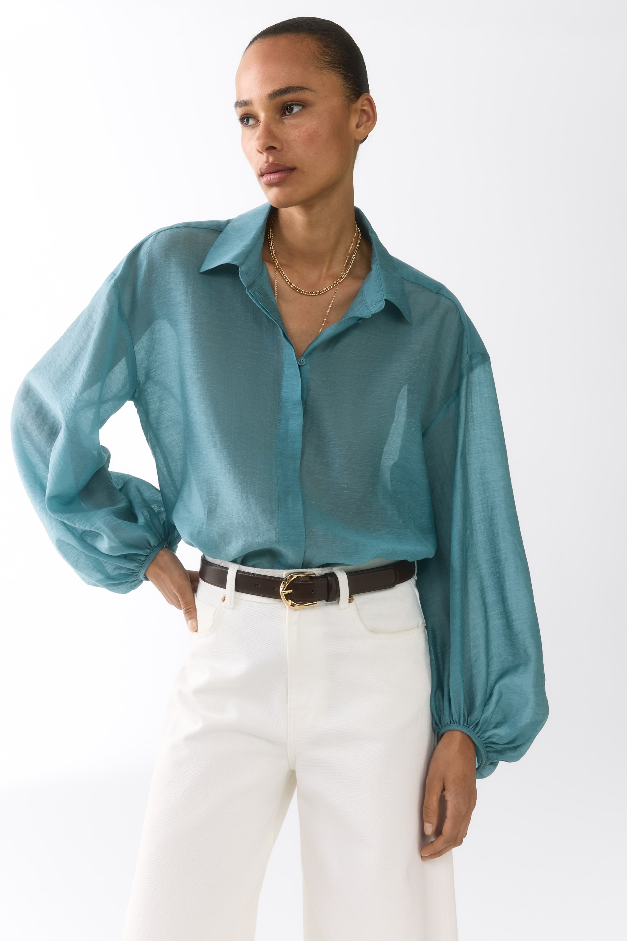 Linen-Blend Blouse