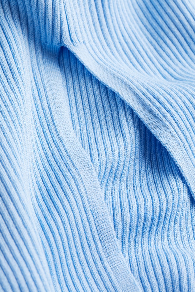 Open-backed rib-knit dress - Light blue/Dark brown/Black/Striped - 6