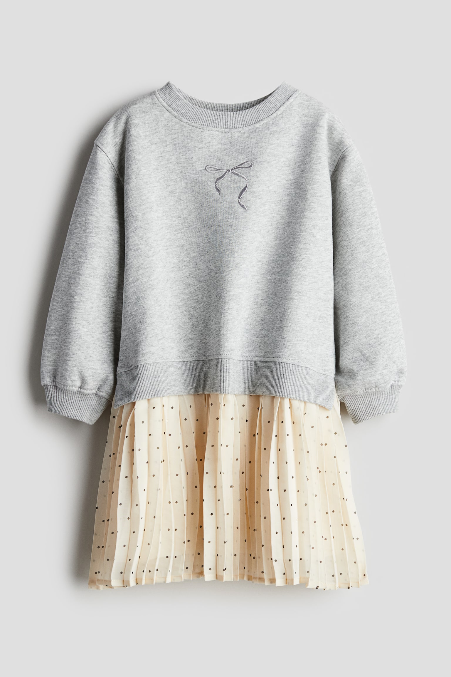 Sweatshirt dress - Light grey marl/Spotted/Light beige/Floral - 1