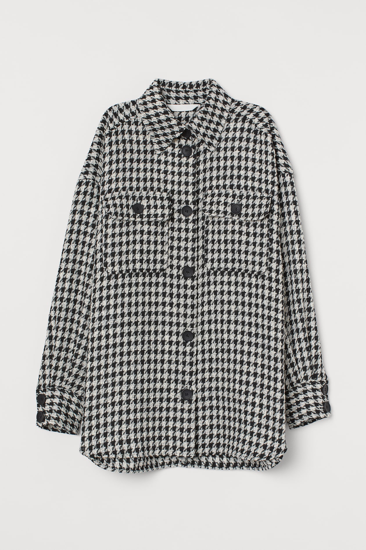 Jacquard-weave Shirt - Long sleeve - Black/houndstooth-patterned ...