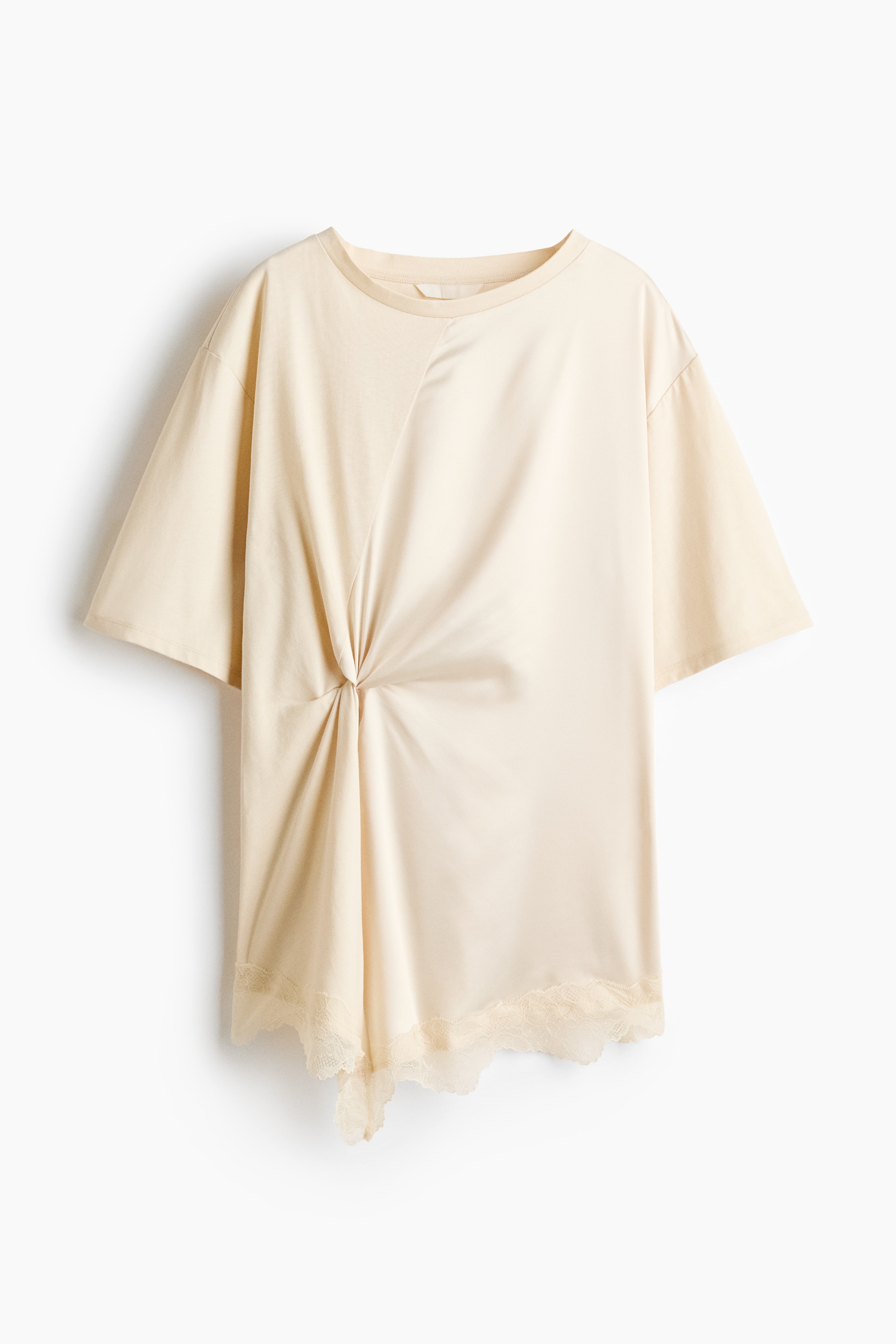 Top met kant en gedraaid detail - Roomwit