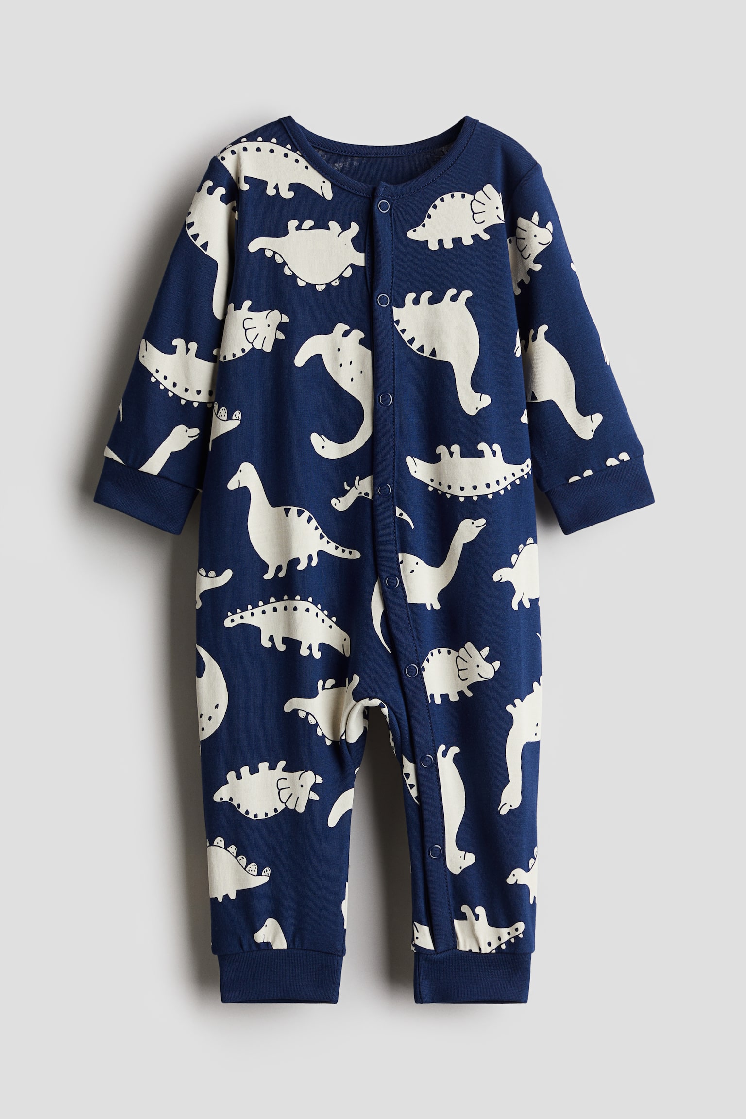 Printed jersey sleepsuit - Dark blue/Dinosaurs/Light pink/Hearts/White/Floral/White/Sloths - 1