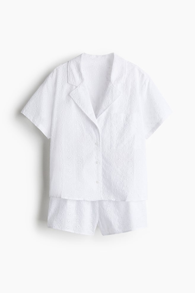 Broderie anglaise pyjamas - White/Light pink/Light yellow - 1
