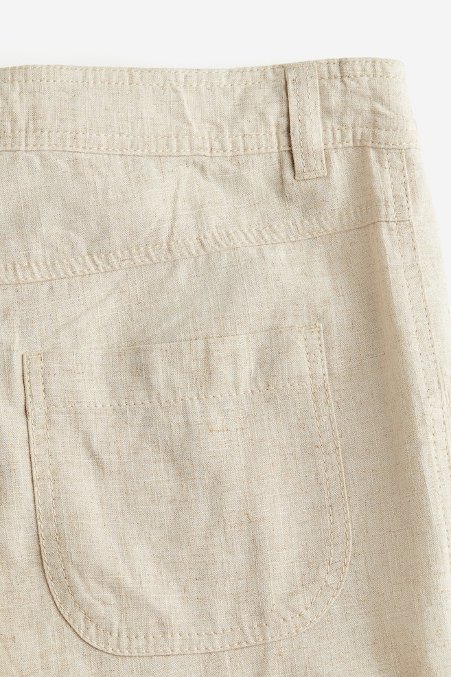 Linen-blend straight trousers - Beige/Black/White - 5