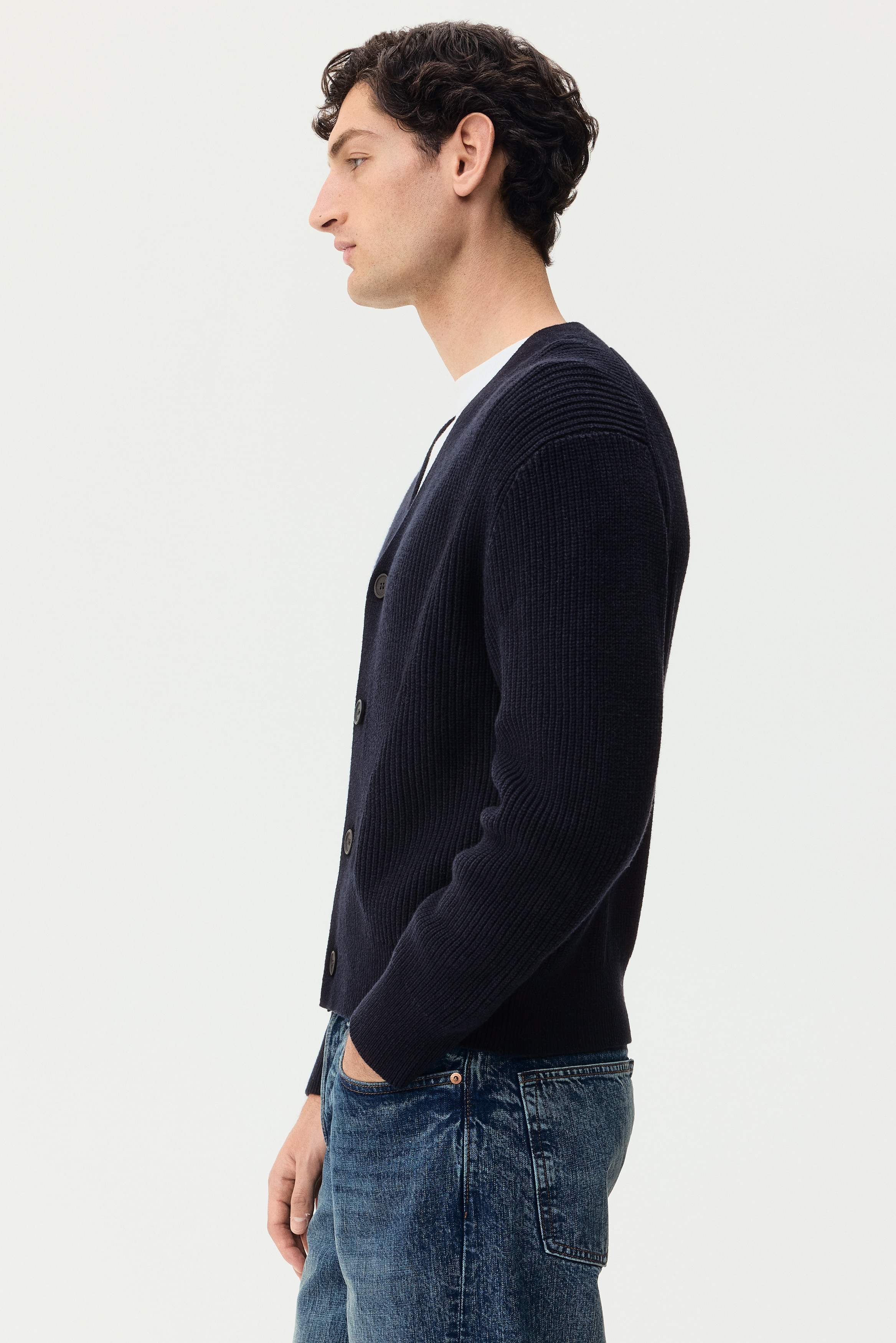 Relaxed Fit Rib-knit cardigan