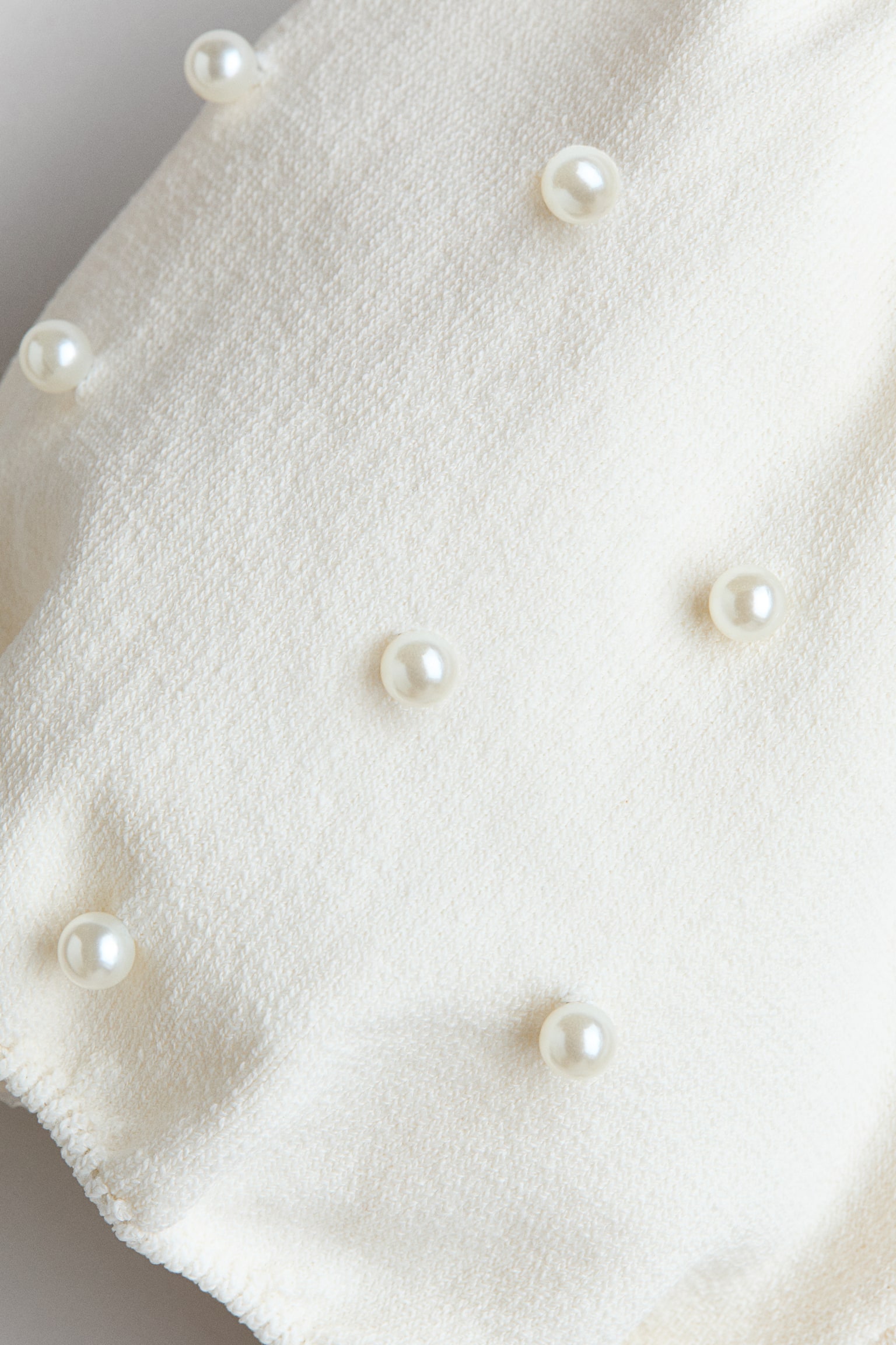 חולצה מסריג דק עם חרוזים - לבן/ורוד בהיר - 3