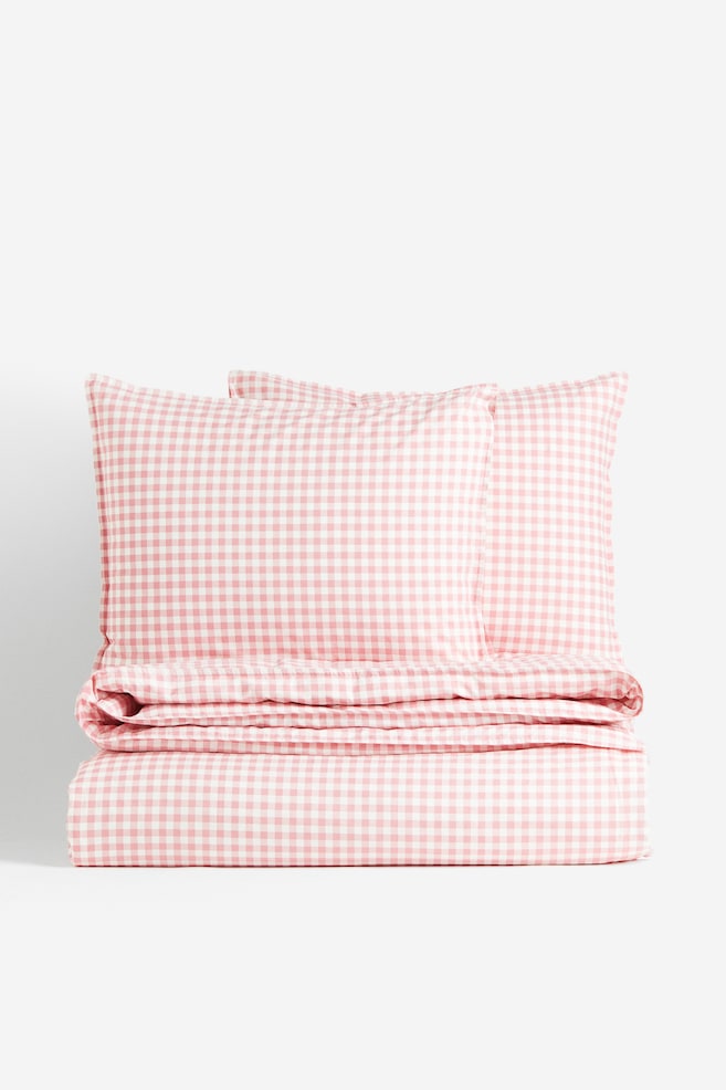 Dobbelt sengesett/king size med mønster - Lys rosa/Rutet/Mørk grå/Smårutet/Grønn/Smårutet/Beige/Smårutet - 3