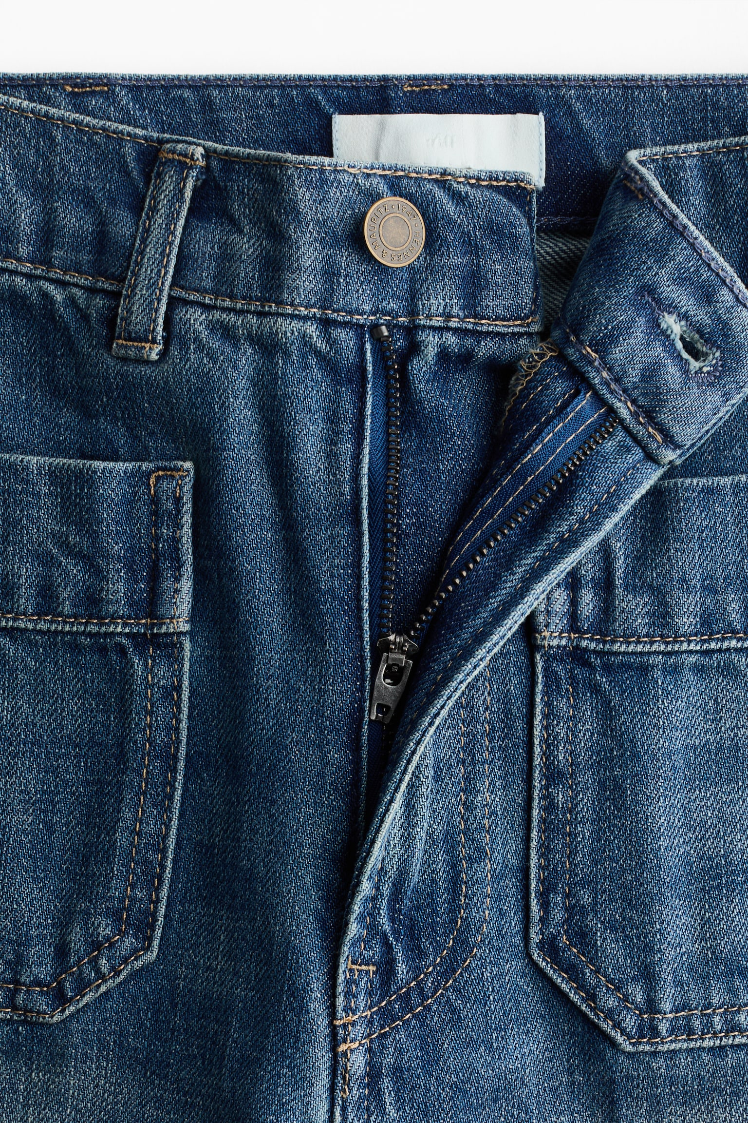 Straight High Waist Jeans - כחול ג'ינס - 6