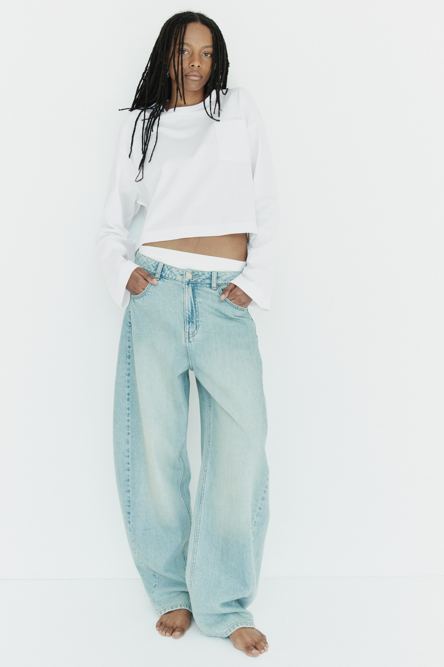 Barrel High Waist Jeans - Bleu denim clair/Gris denim/Bleu denim foncé - 1