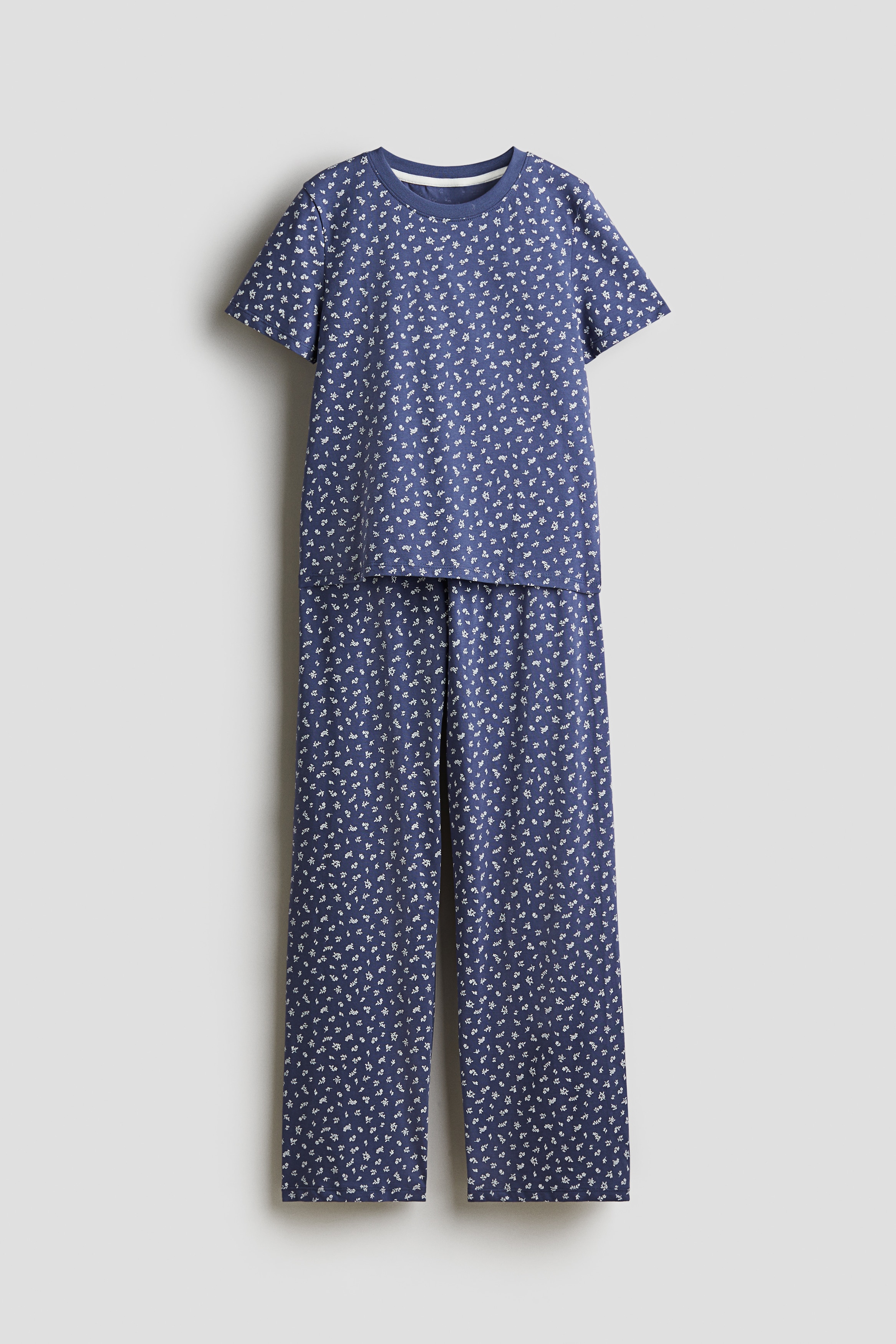 Girls - Dusty blue/Floral Printed cotton pyjamas - Size: 12-14Y  - H&M