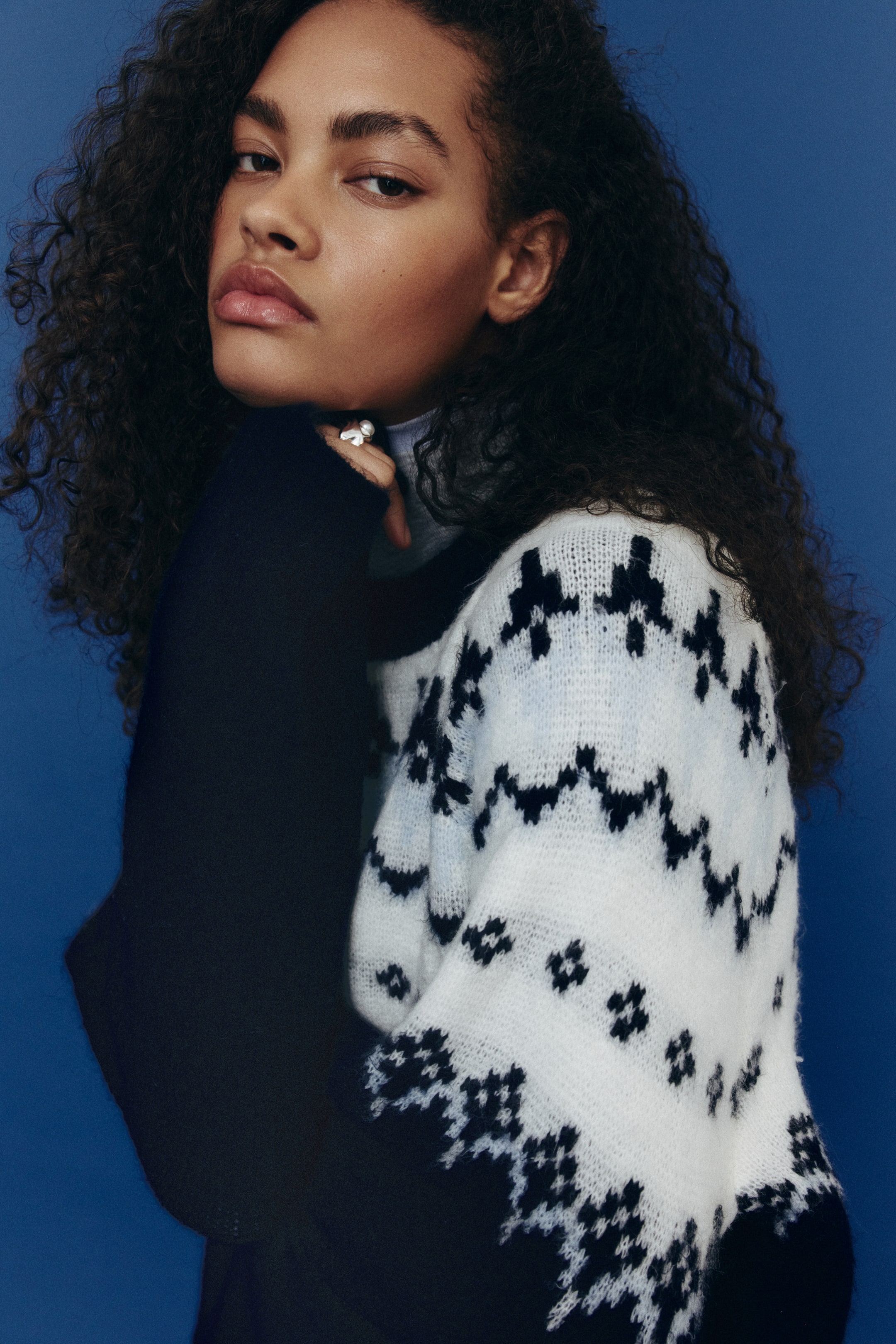 View larger image: Jacquard-knit jumper - Navy blue/White - Ladies | H&M GB 1