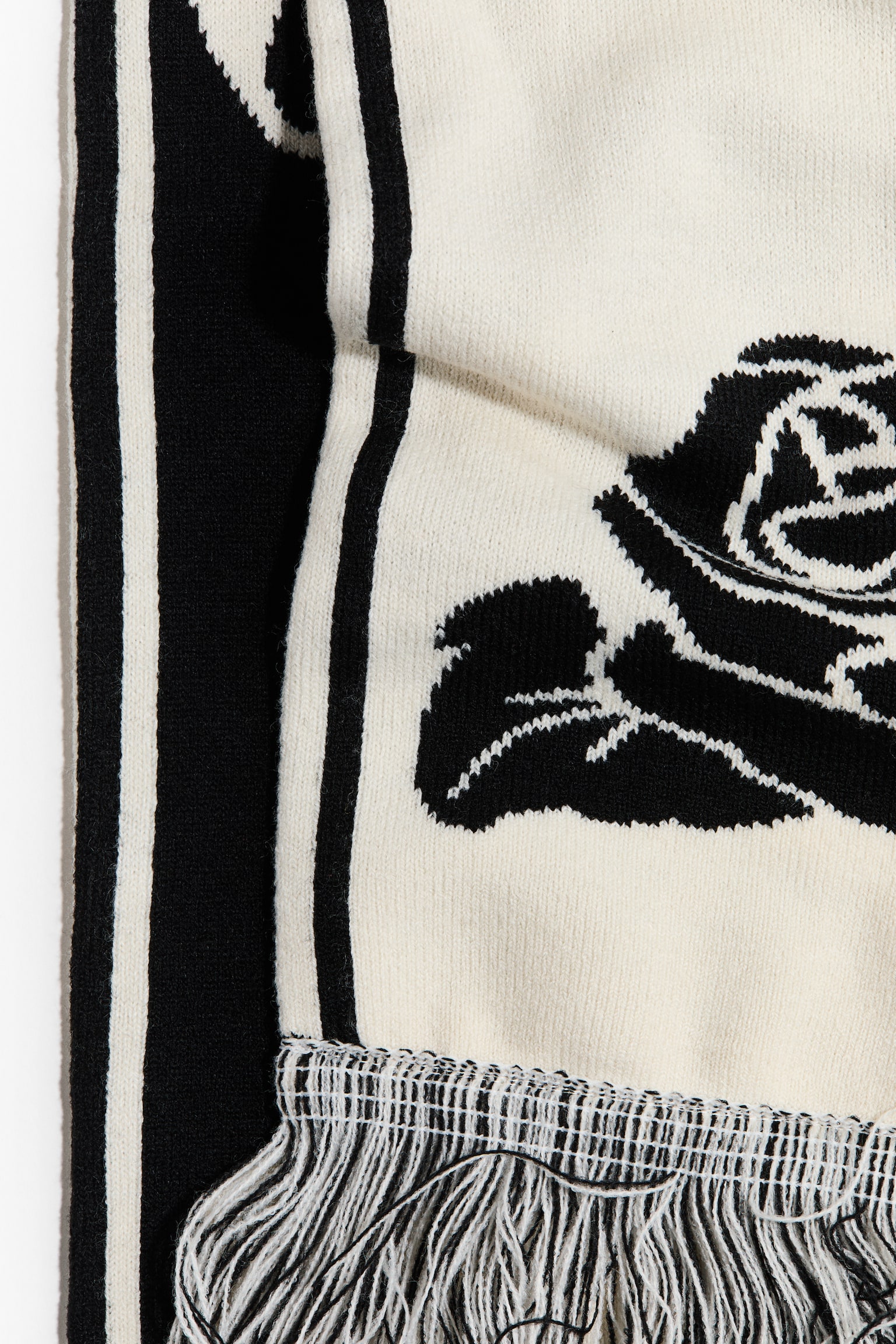 Jacquard-knit scarf - Black/Just Love - 2