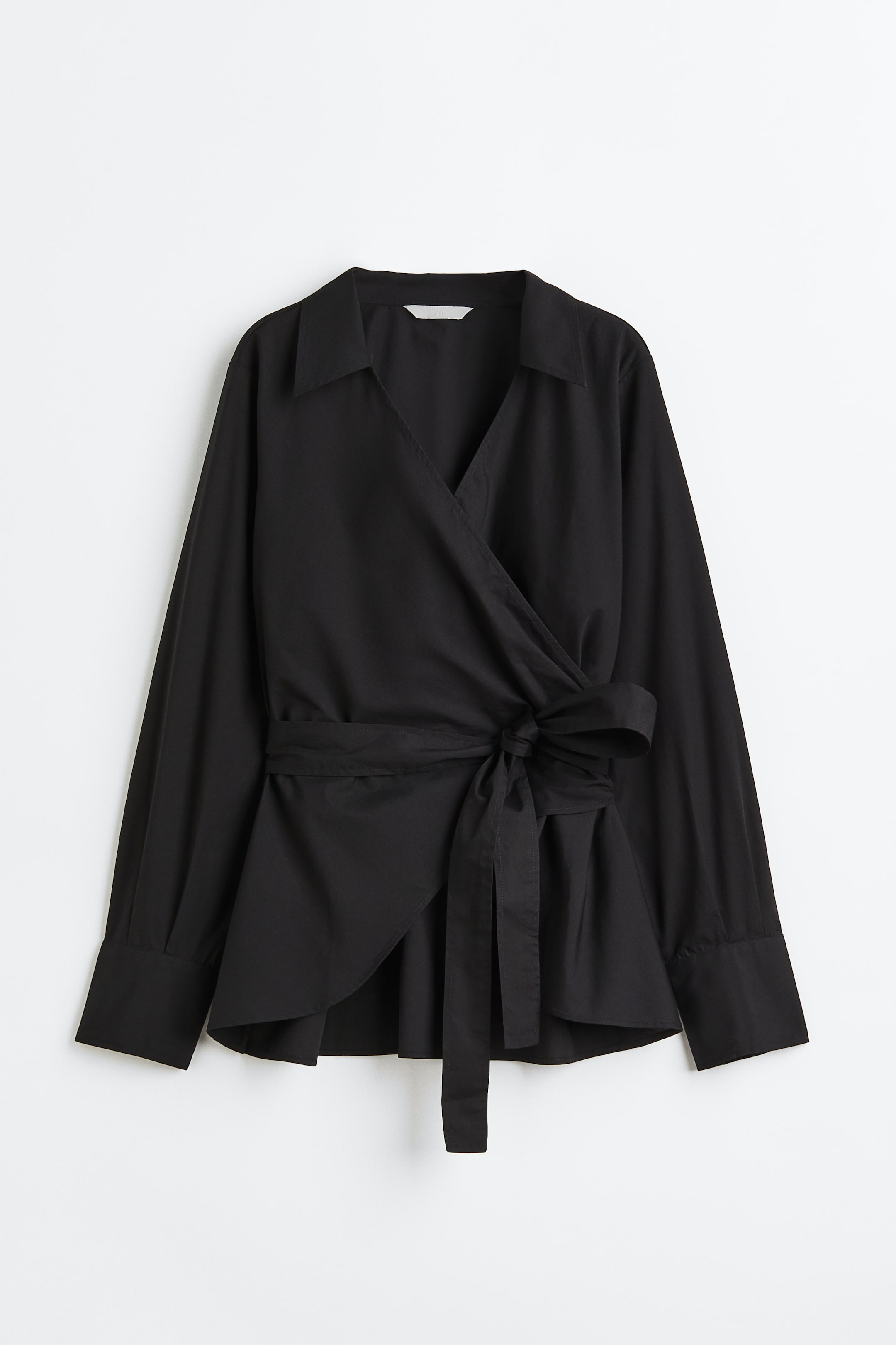 Ampliar la imagen: Blusa cruzada de algodón - Negro - Ladies | H&M MX 1