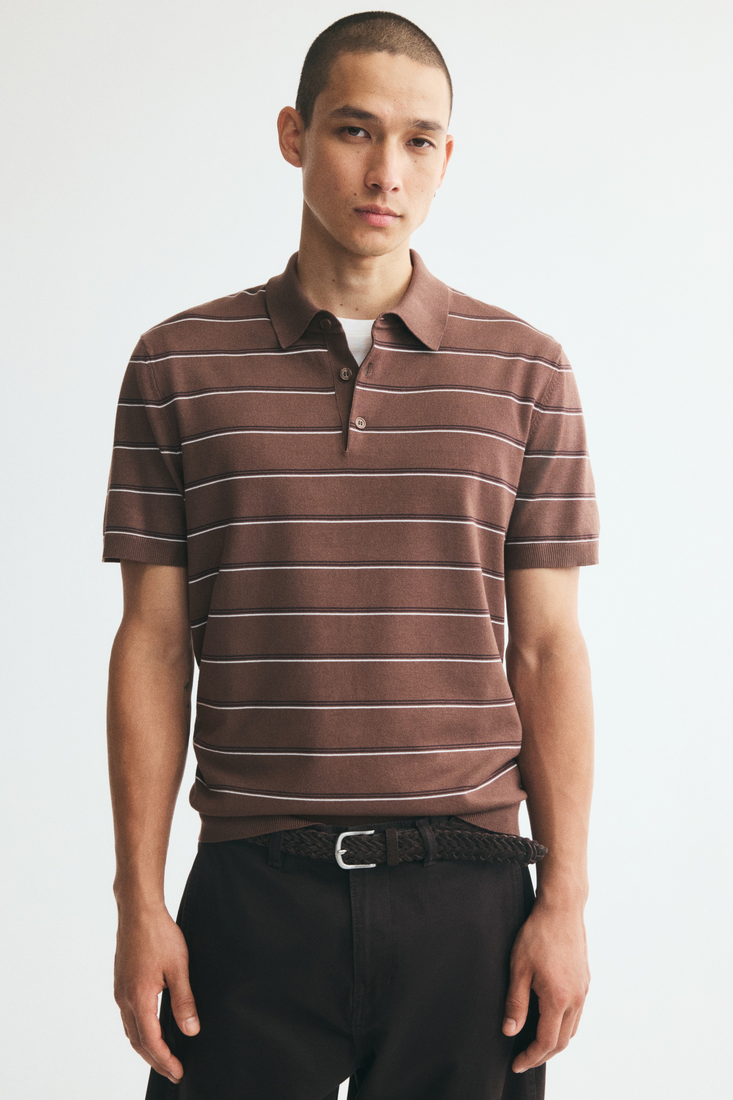 Áo polo Regular Fit - Màu nâu/Kẻ/Màu xanh lá đậm/Kẻ/Màu xám/Kẻ