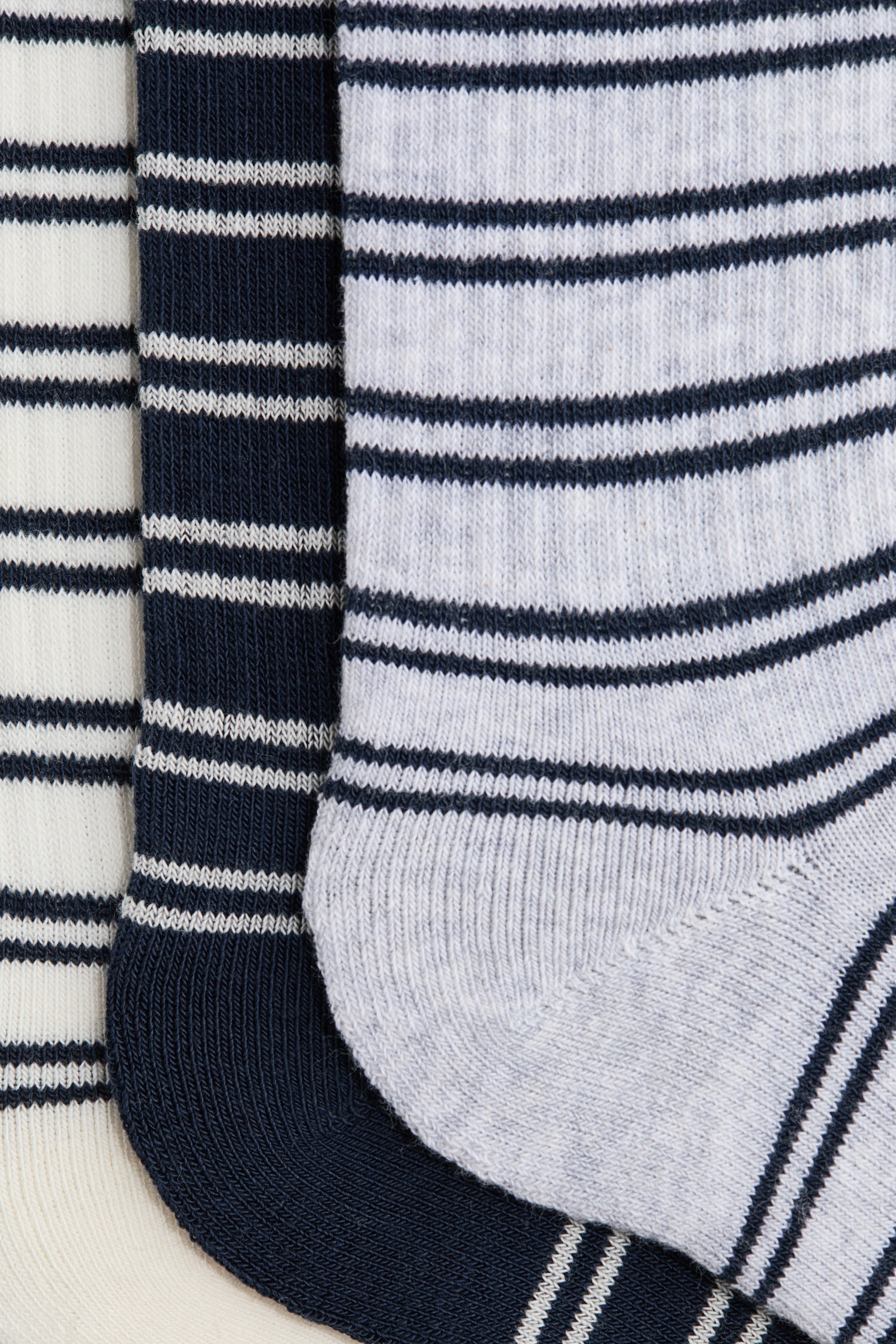 3-pack socks - Navy blue/Striped/White/Striped - 2