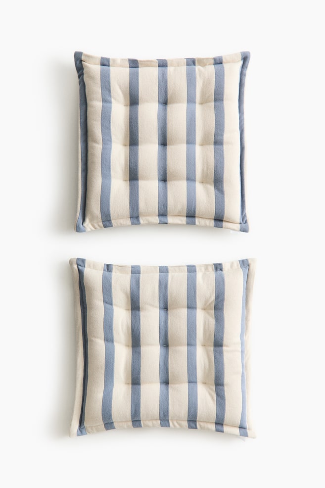 2-pack cotton seat cushions - Dusty blue/Striped/Dark brown/Striped/Beige/Striped/Mole/Striped - 1