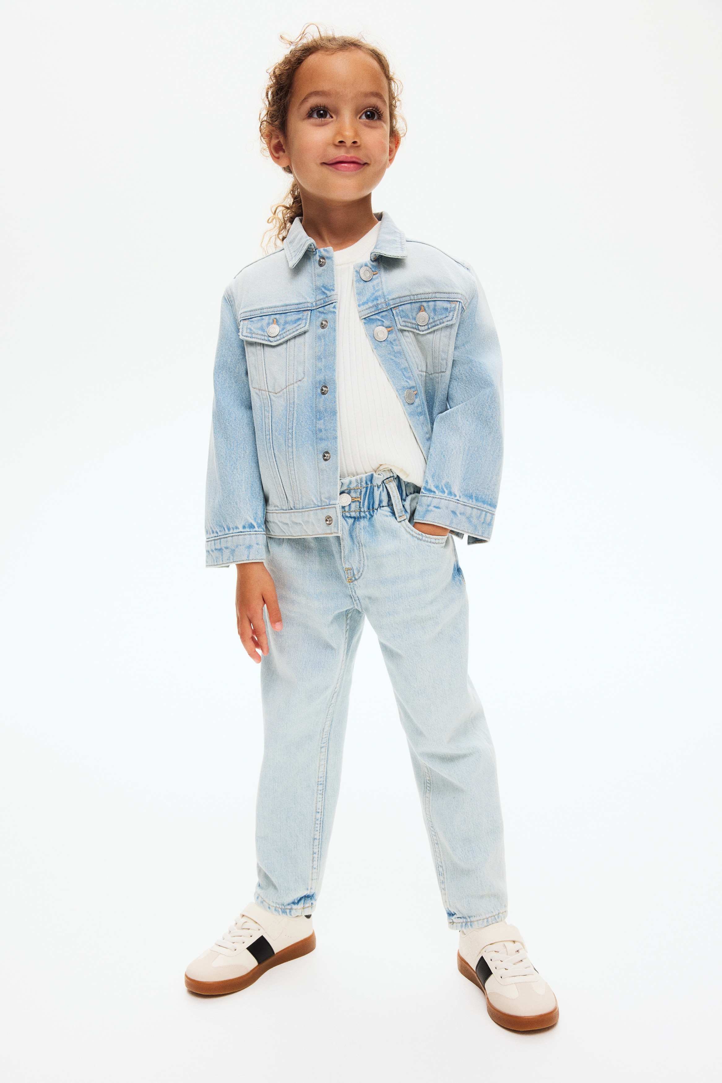 Relaxed Paper Bag Jeans - Light denim blue - Kids | H&M US