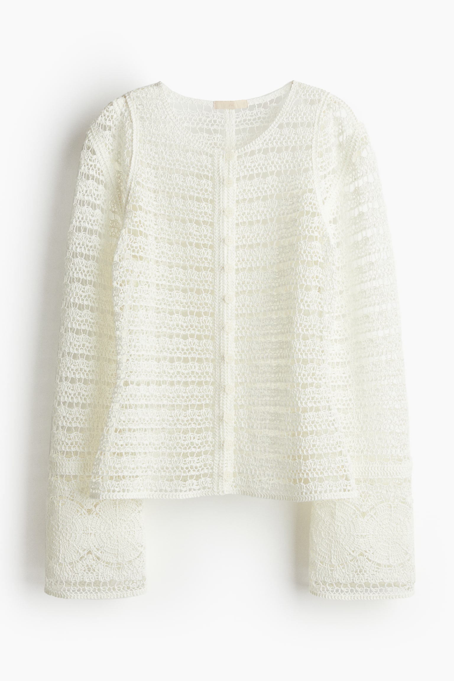 Crochet-look cardigan - Cream - 1