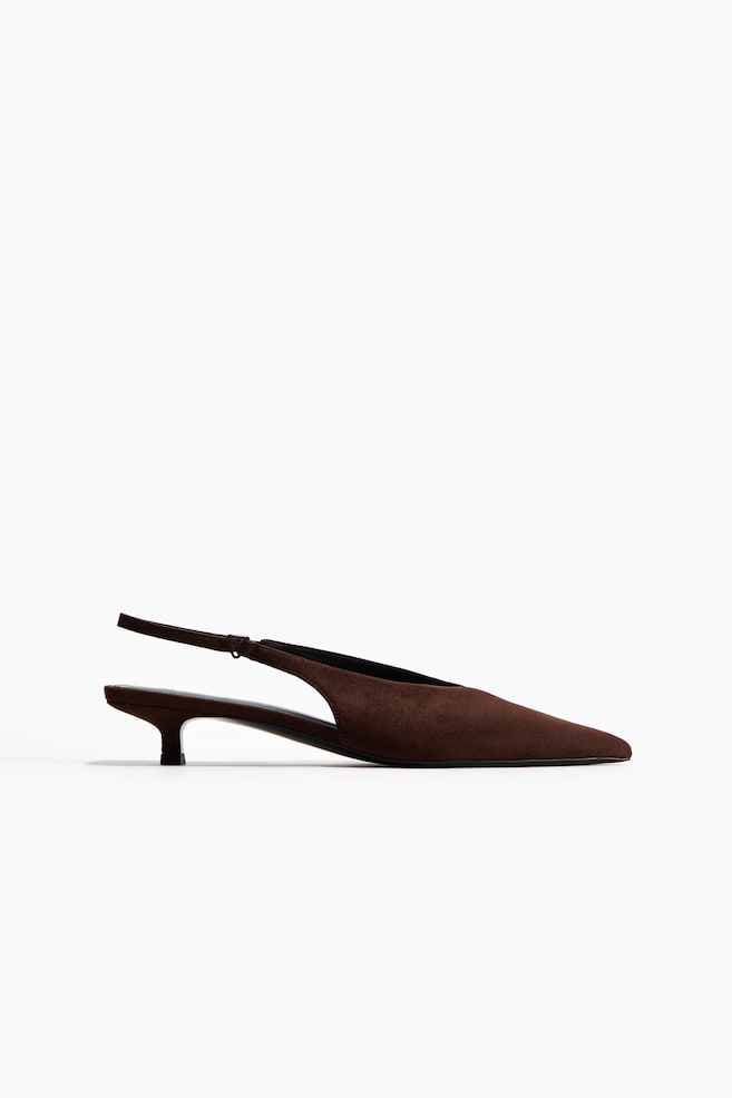 Slingpumps mit Kitten Heels - Dunkelbraun/Graubraun - 1