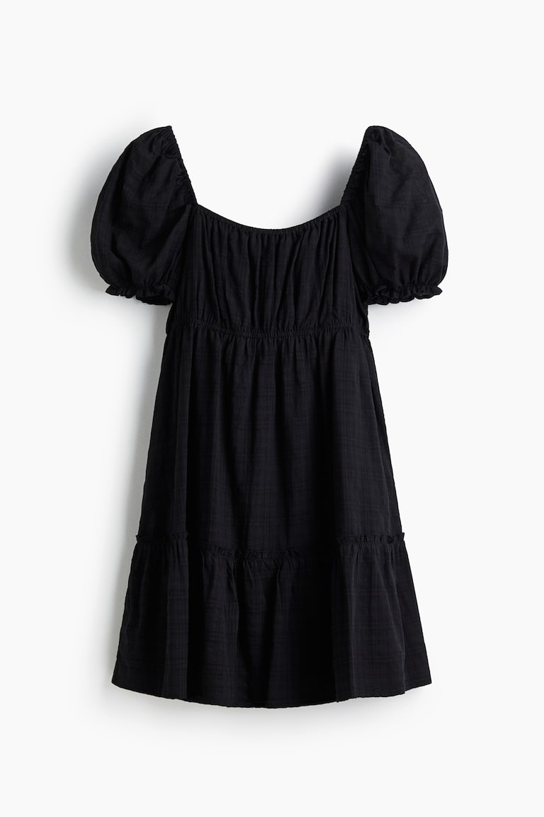 Ruffle-Trimmed Dress - Black