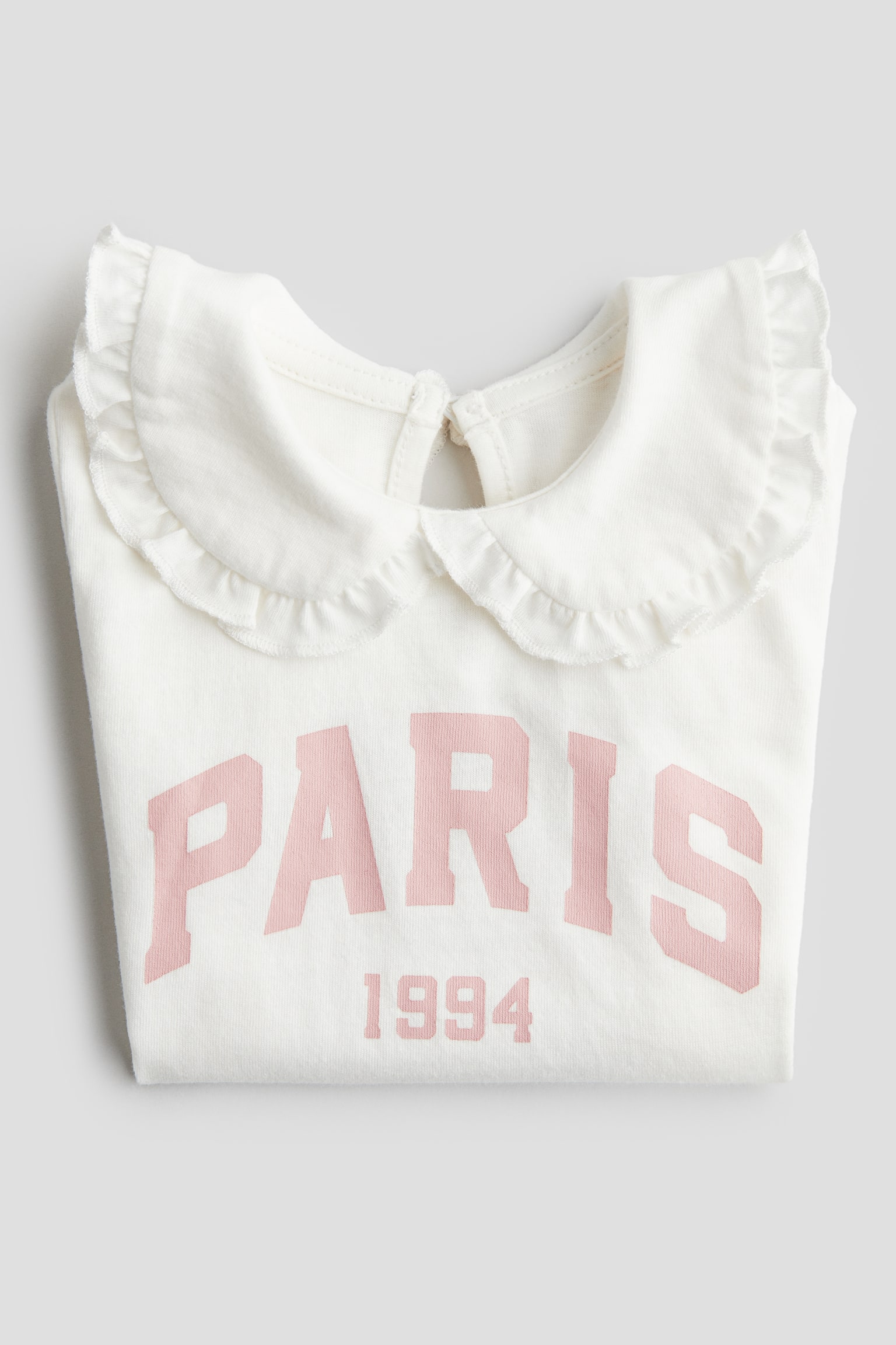 Collared cotton top - White/Paris/Light grey marl - 5