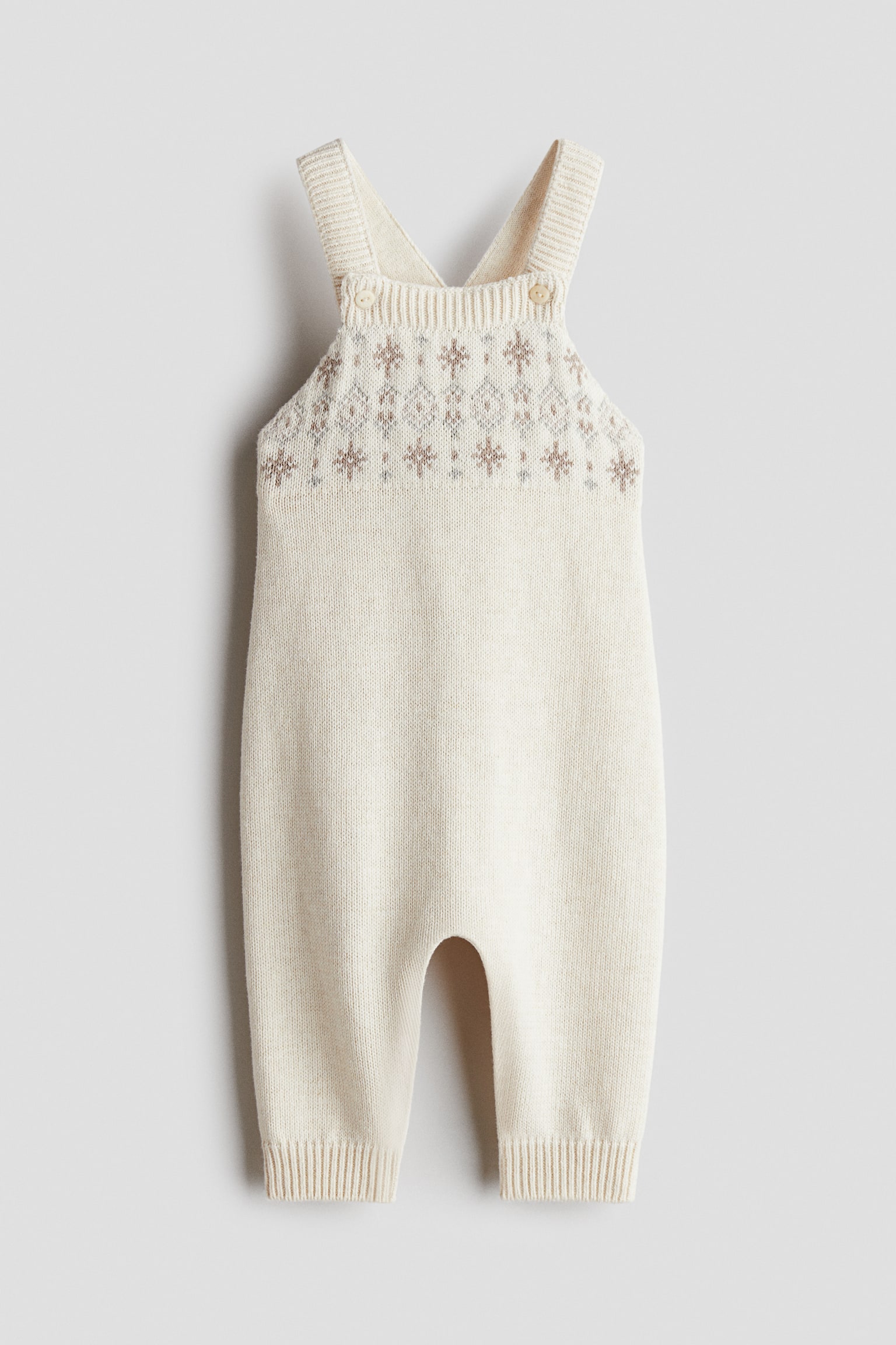 Salopette en maille de coton - Beige clair chiné - 1