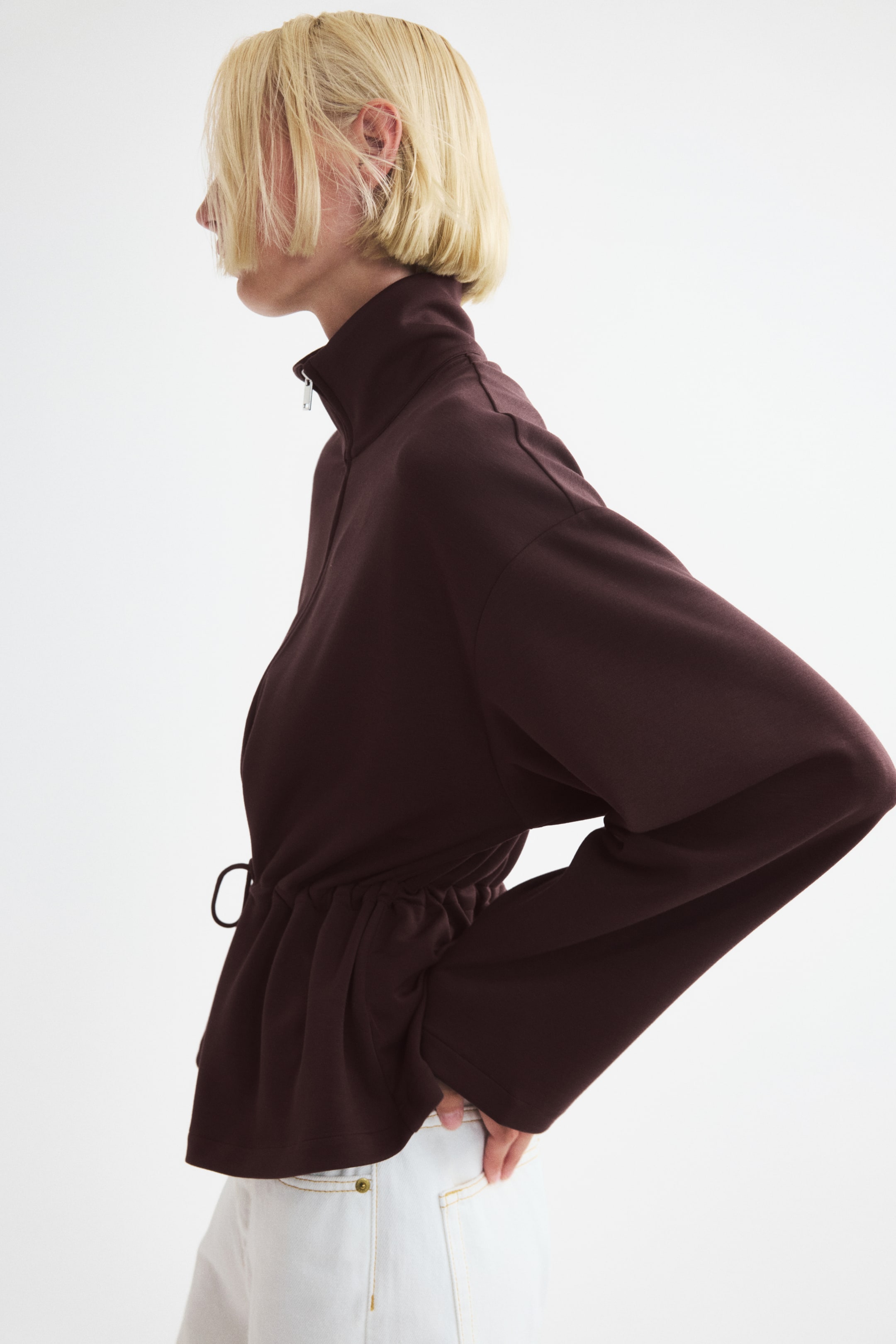 Drawstring-Detail Sweatshirt Jacket