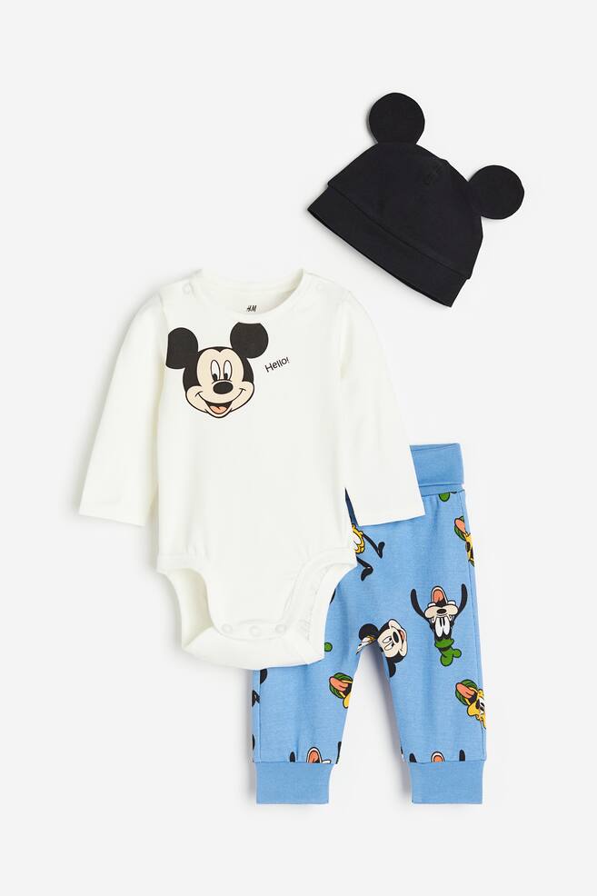 3-piece jersey set - Blue/Mickey Mouse/Turquoise/Mickey Mouse/Light beige/Minnie Mouse/Light beige/Mickey Mouse