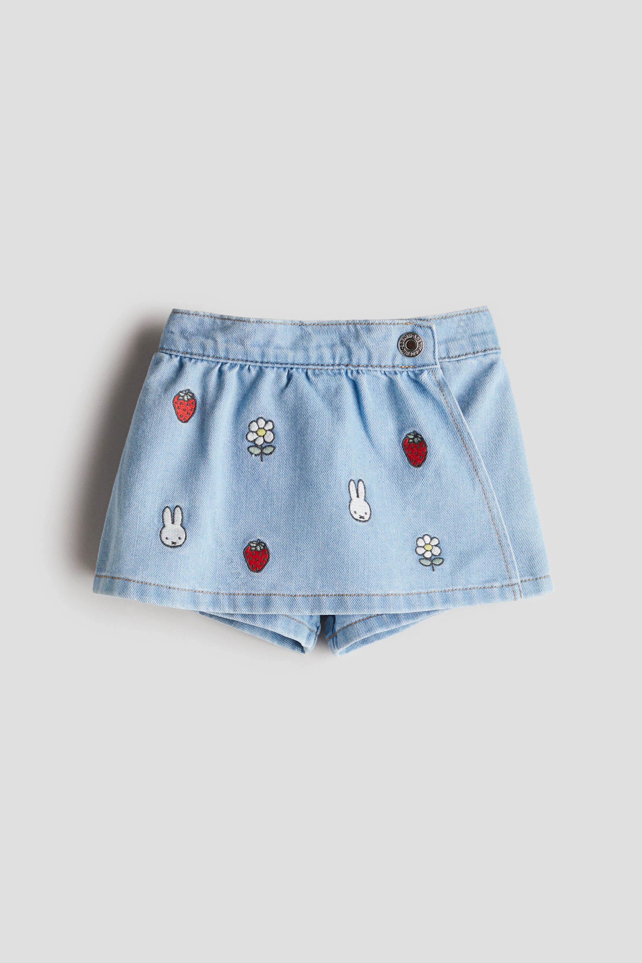 Embroidered-Detail Denim Skort