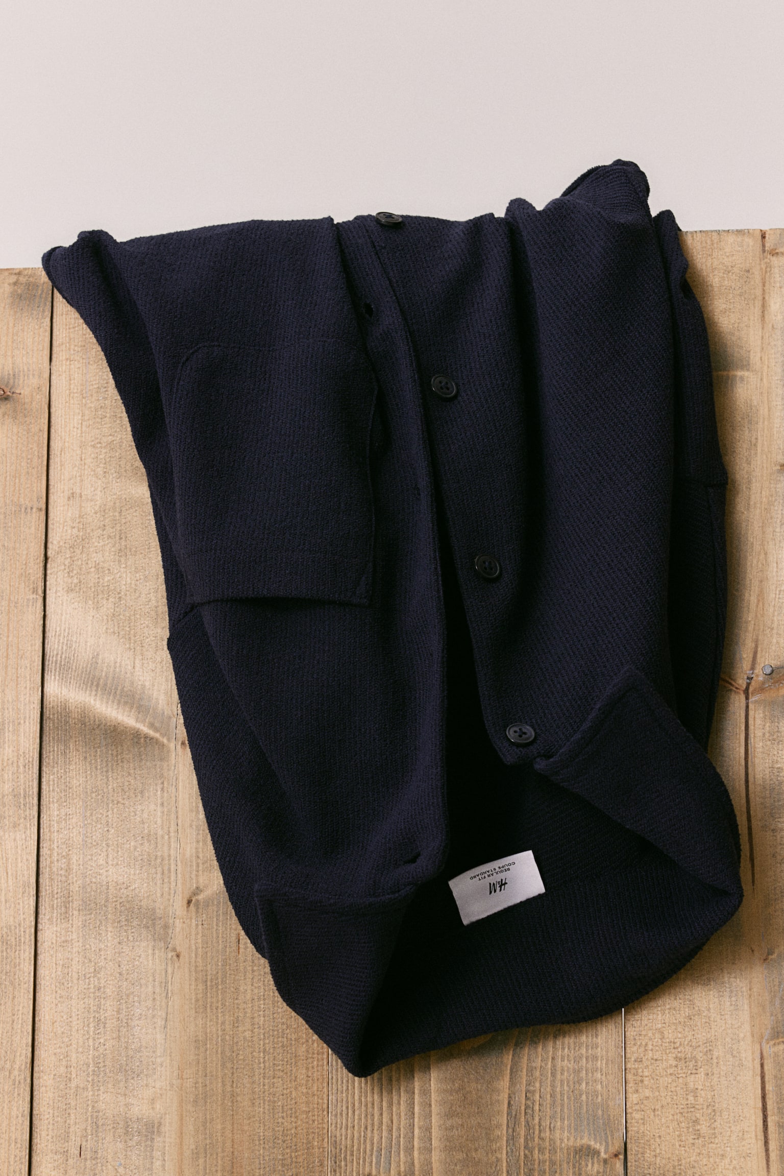 Regular Fit Textured jersey shirt - Navy blue/Dark beige/White/Dark grey - 5