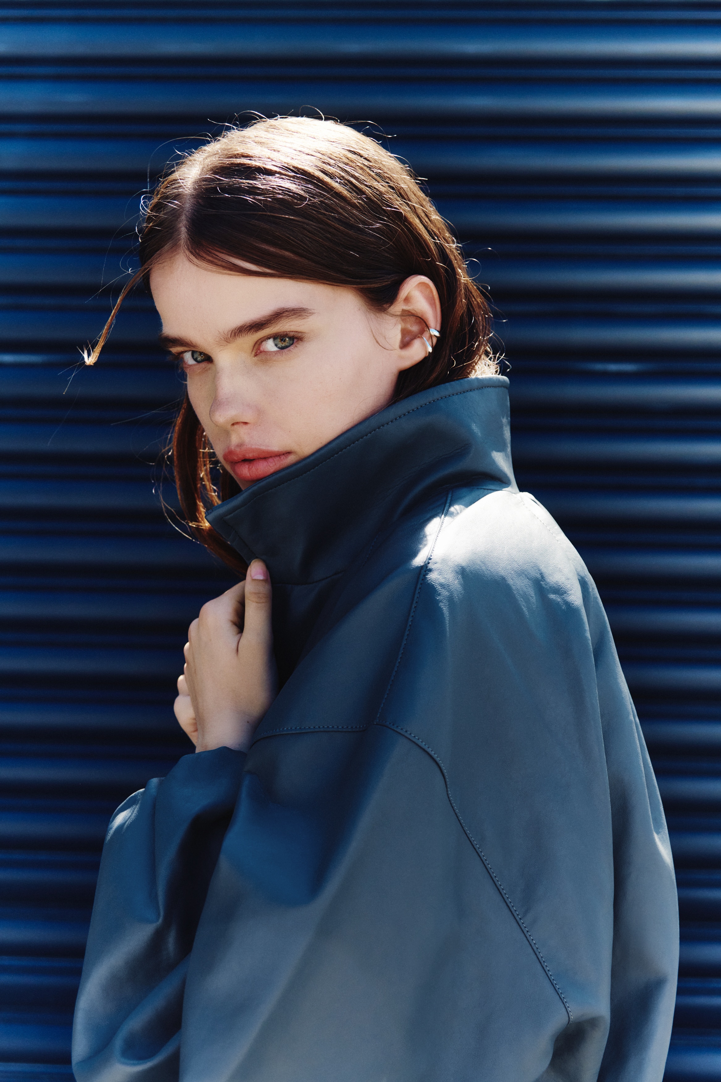 Balloon-sleeved coated jacket - Dark grey