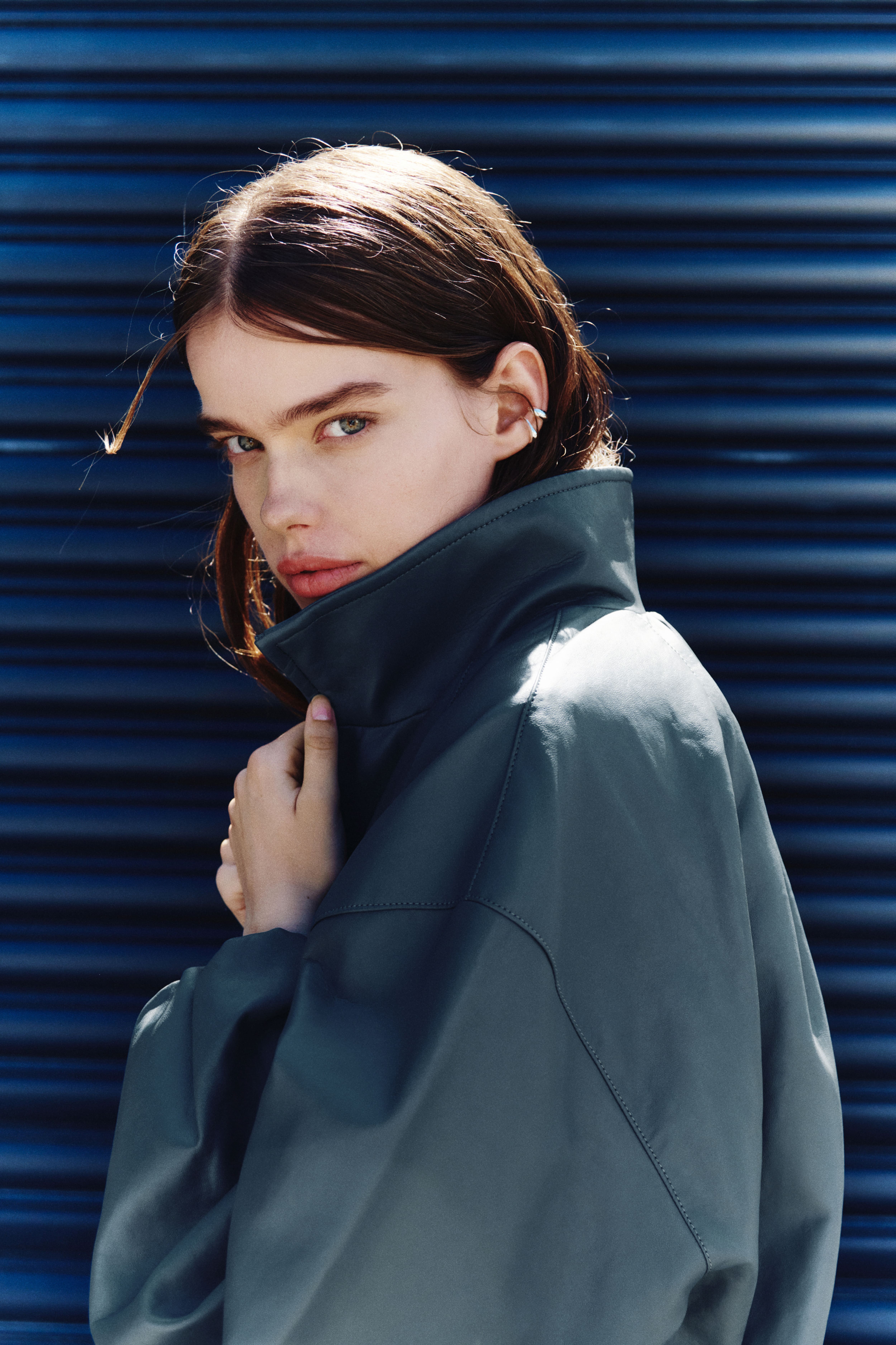 Balloon-Sleeved Coated Jacket