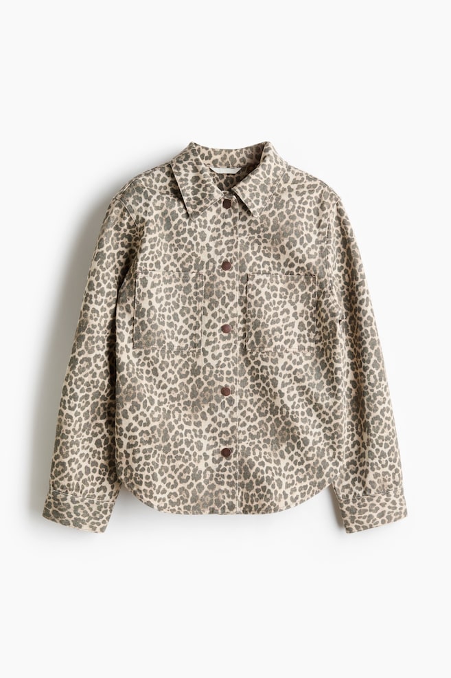 Sobrecamisa en denim de algodón - Beige/Estampado de leopardo - 1