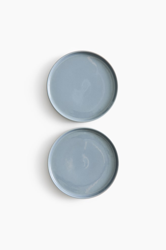 2-pack stoneware mid plates - Dusty blue/White/Mole/Brown - 1