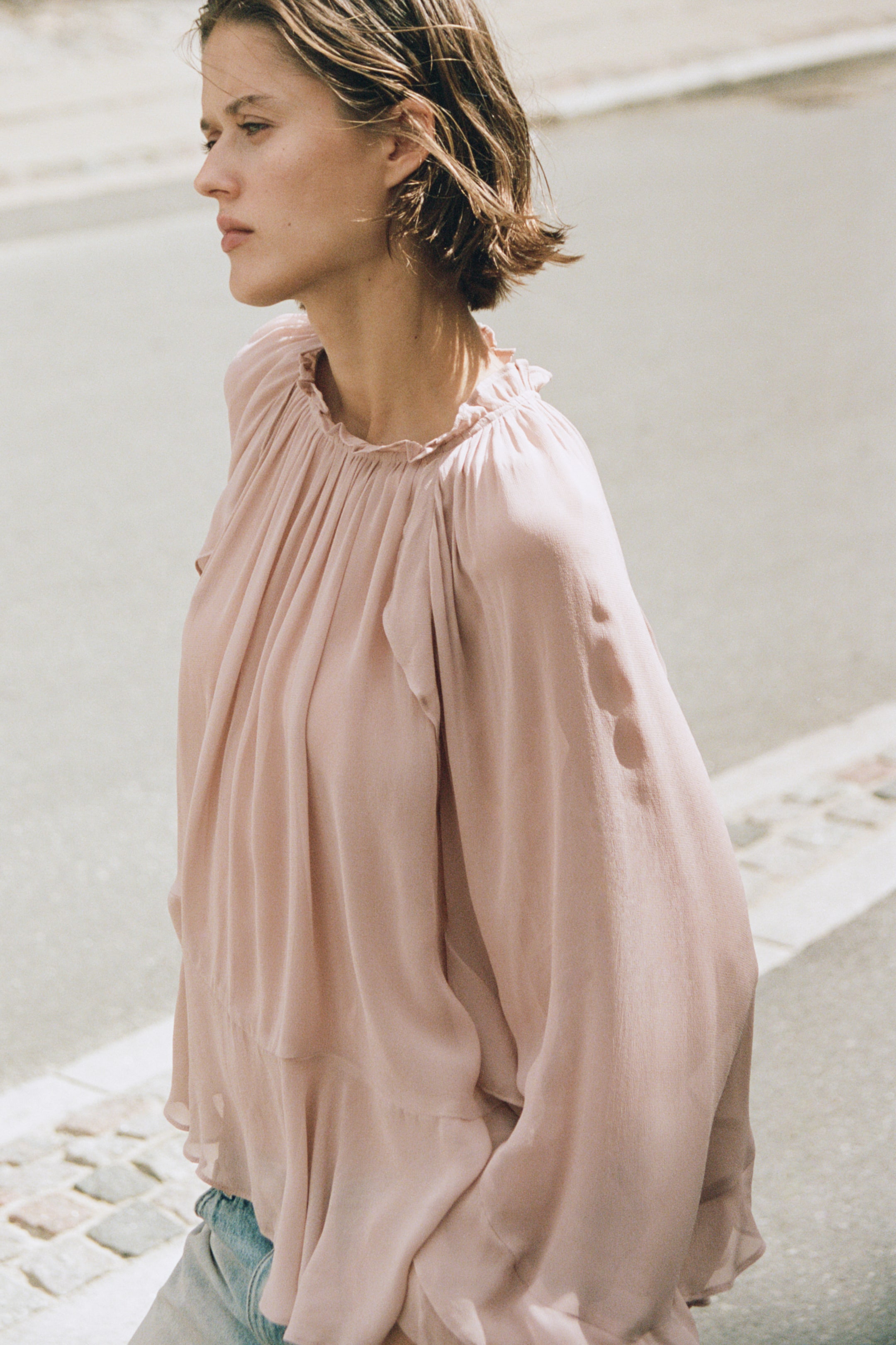 Blouse en viscose avec manches ballon
