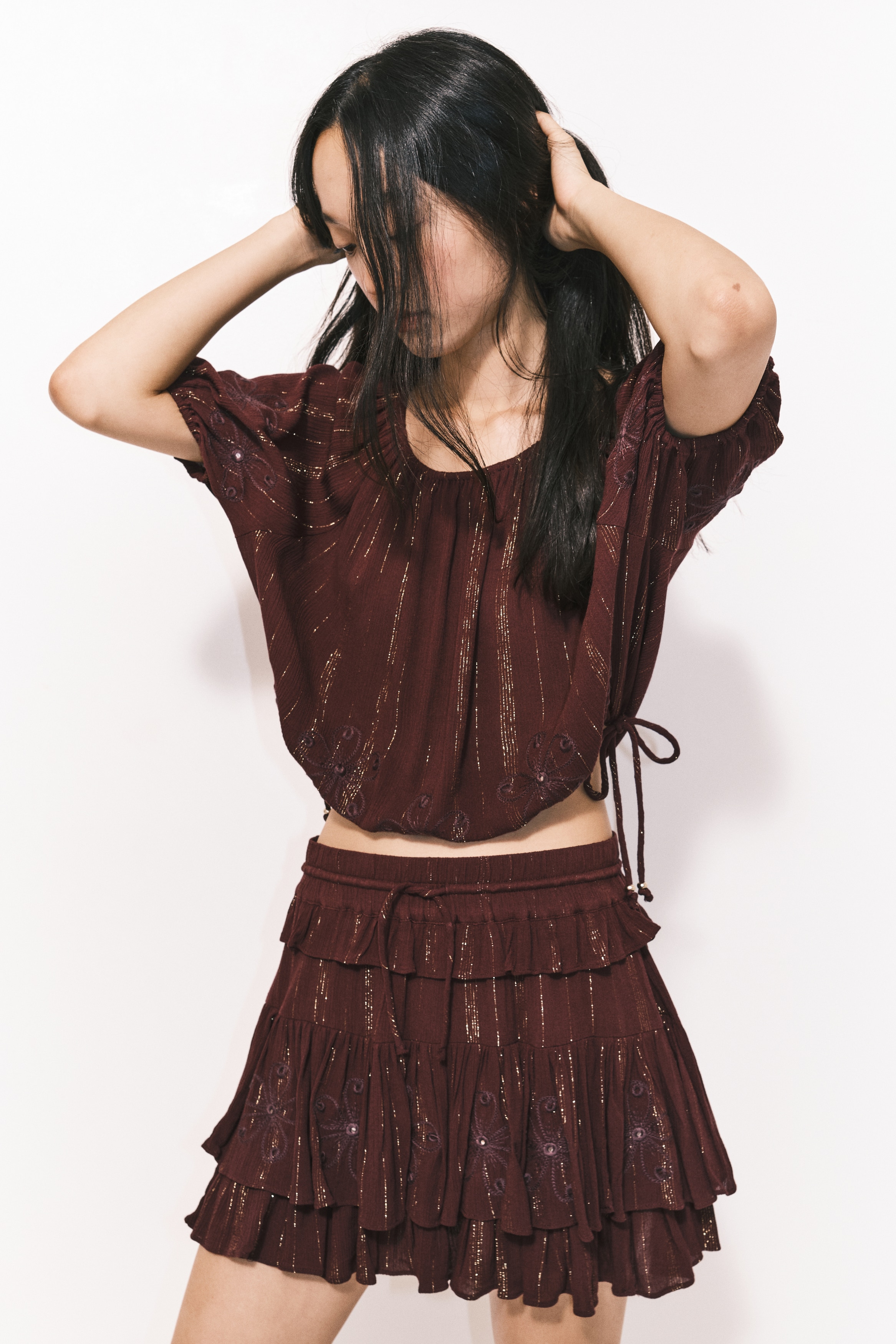 Flounced mini skirt