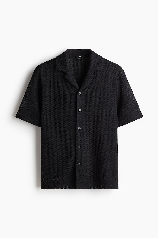 Regular Fit Resort Shirt - Black/Dark beige - 1
