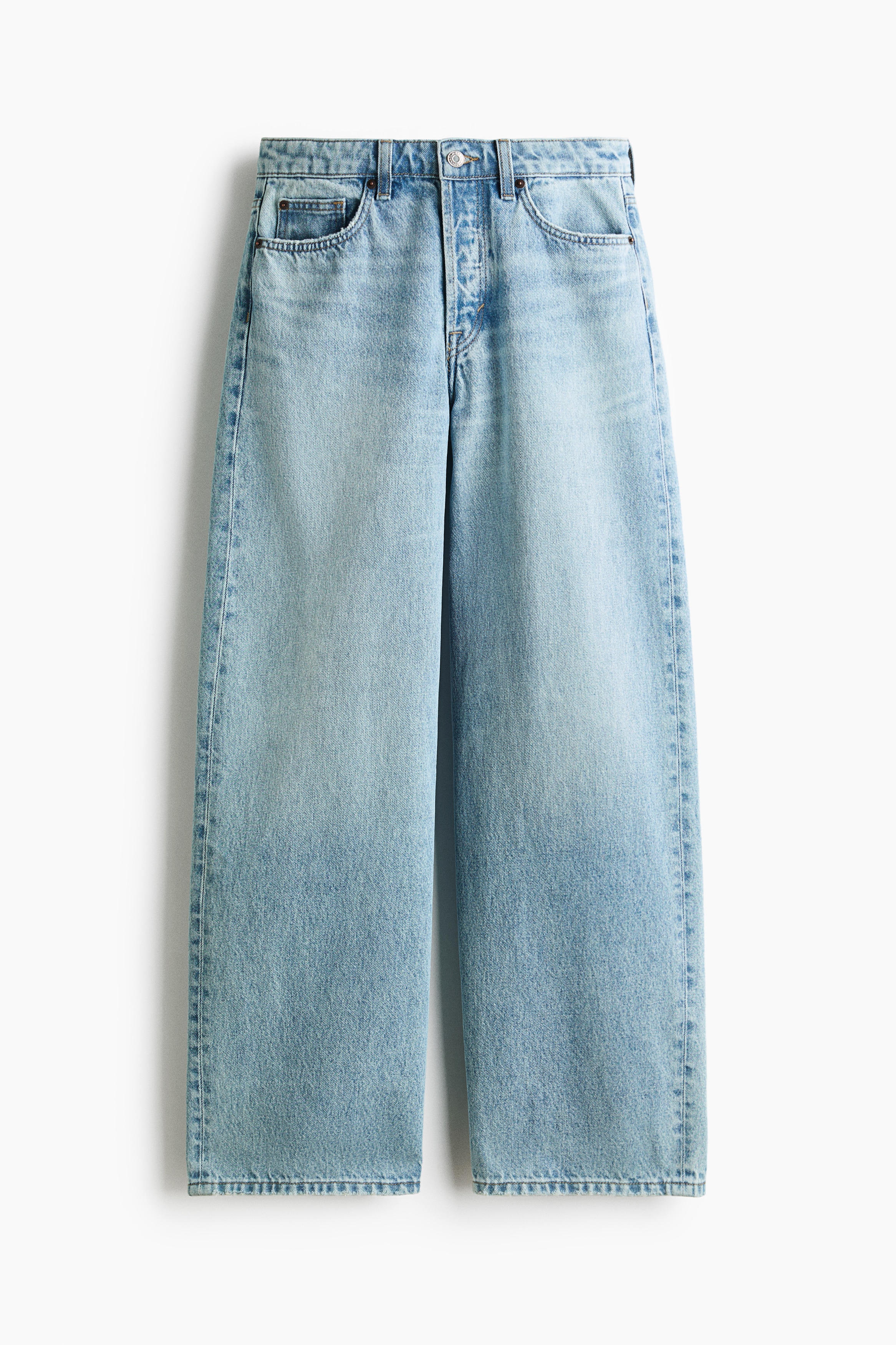 Baggy Regular Waist Jeans - Ljus denimblå/Denimvit