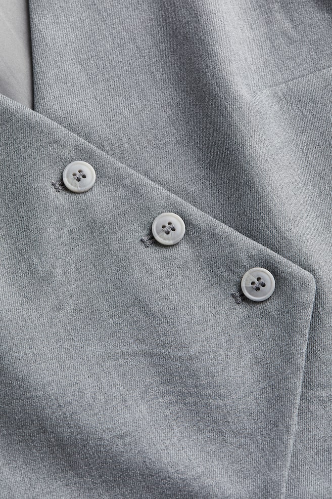 Asymmetric-front suit waistcoat - Grey/Light greige/Black/Pinstriped/Black - 5