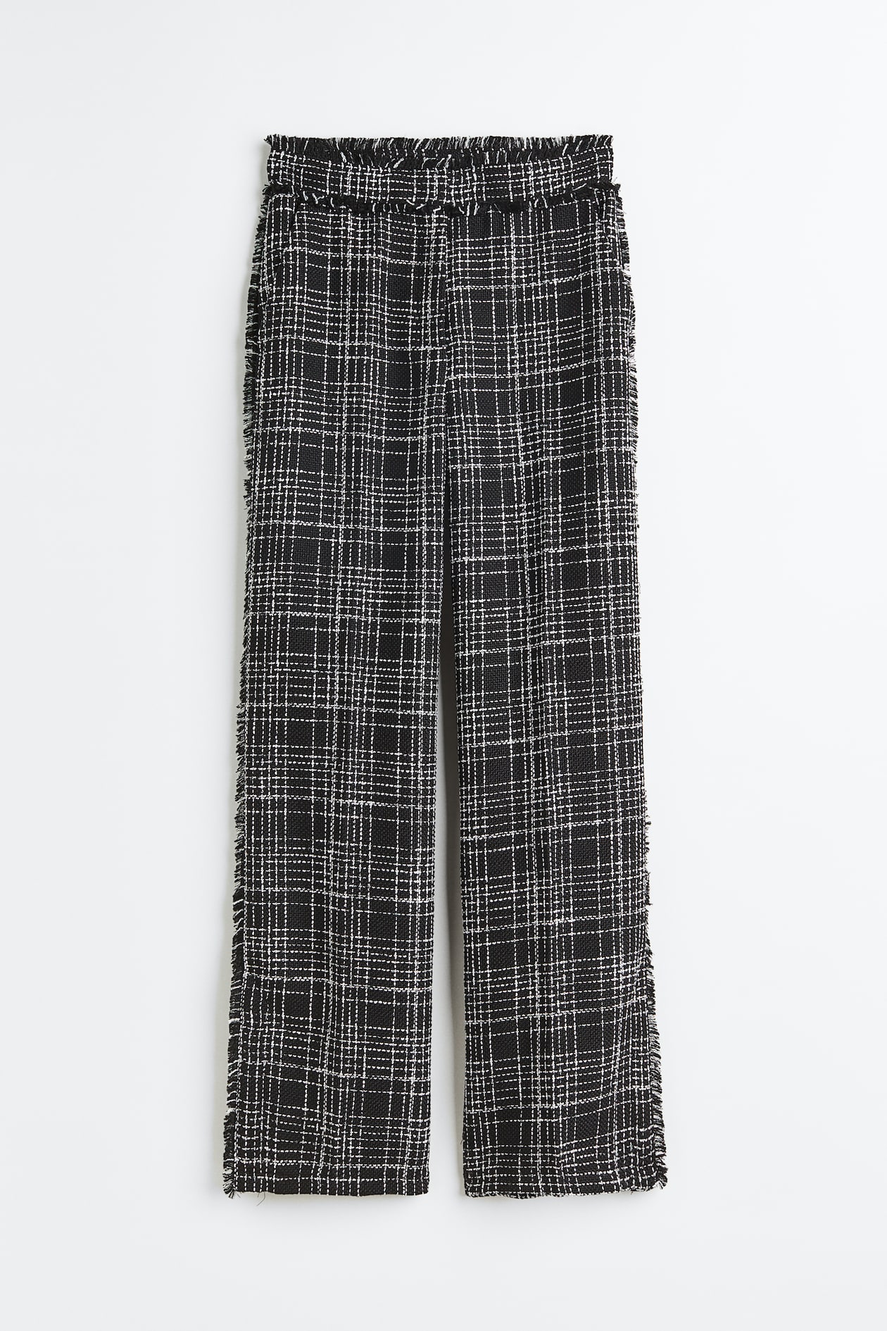 Wide trousers - High waist - Long - Black/Checked - Ladies | H&M GB