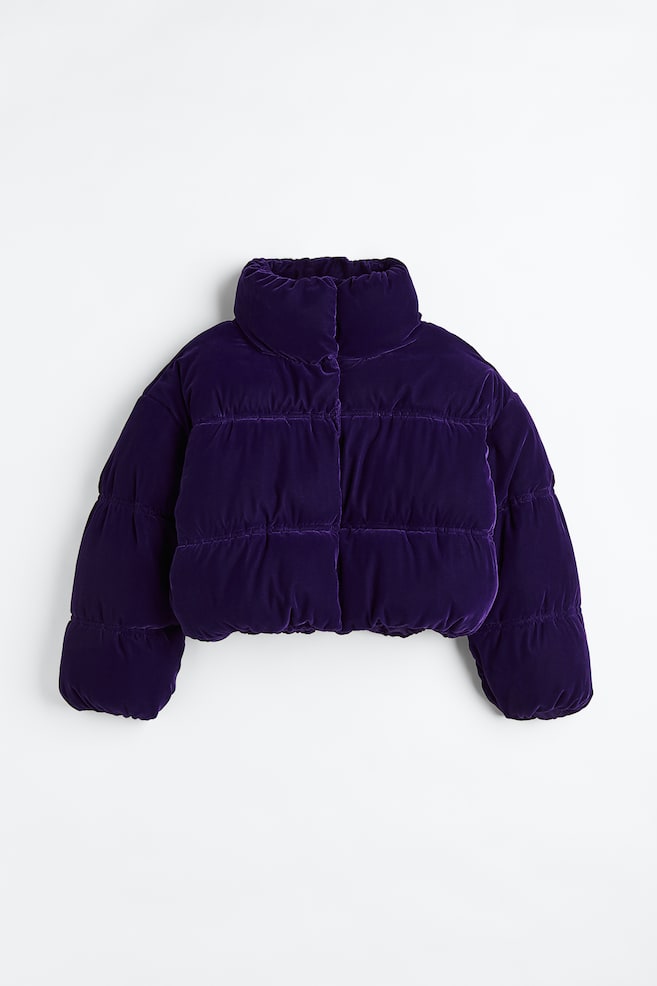 Oversized velvet puffer jacket - Amethyst - 1